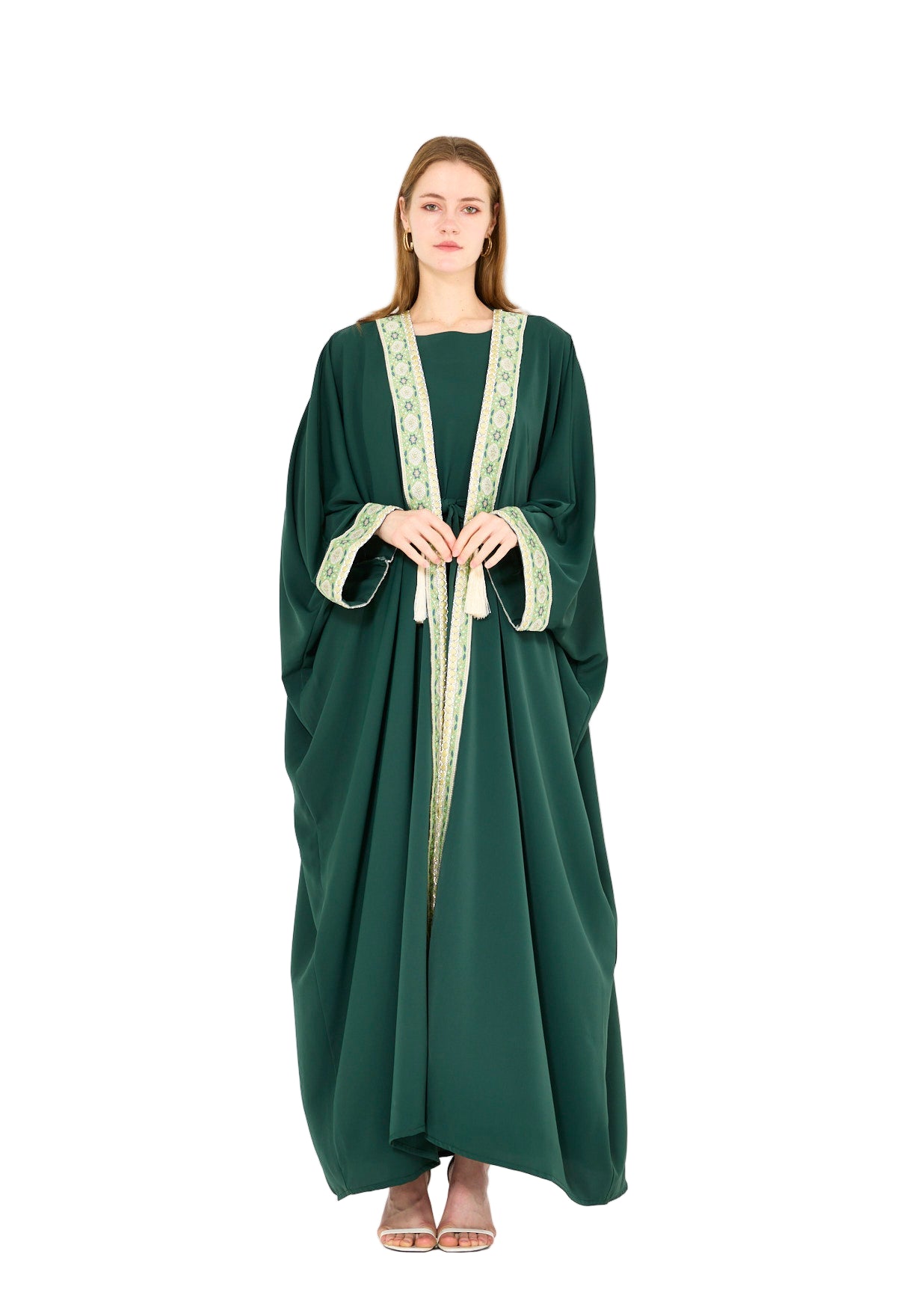 Embellished Bisht With Tassels & Dress Set