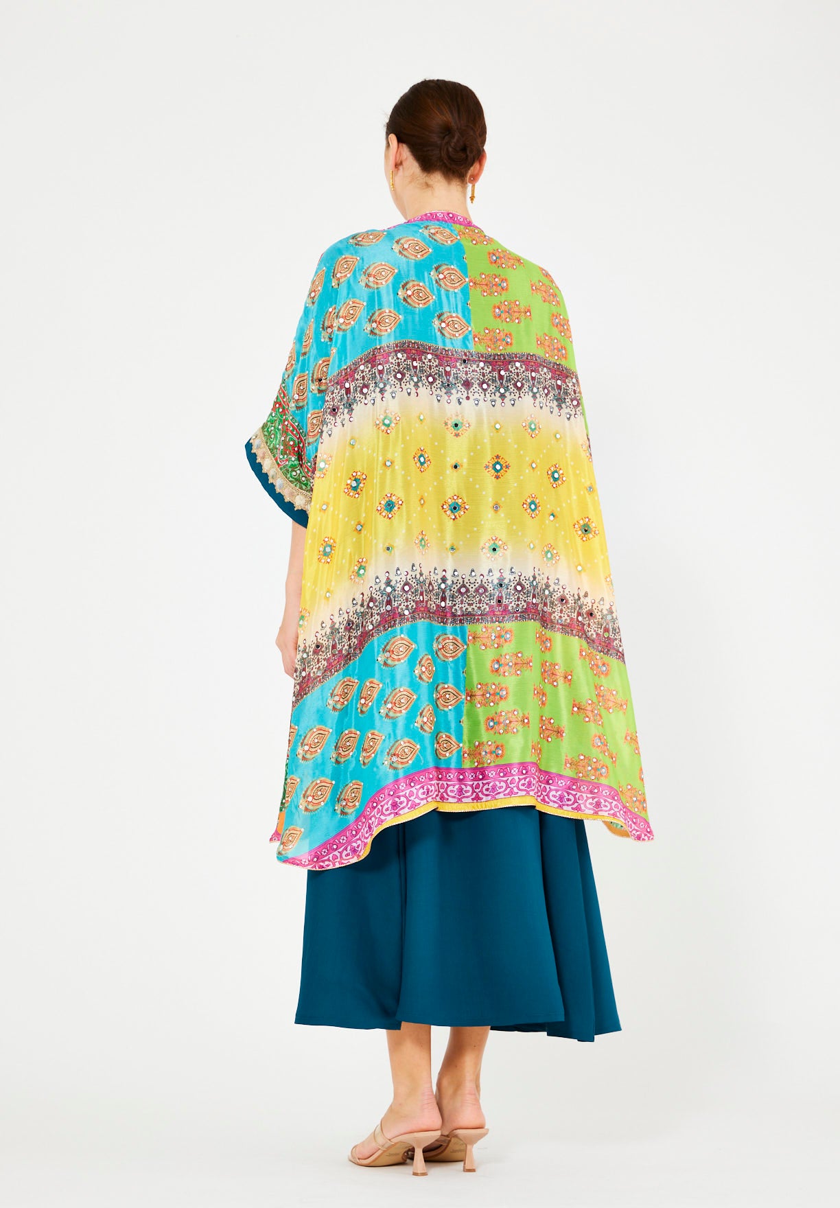 Vibrant Printed Bisht & Dress Set