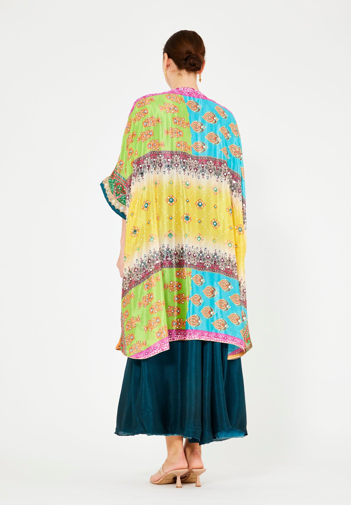 Vibrant Printed Bisht & Dress Set