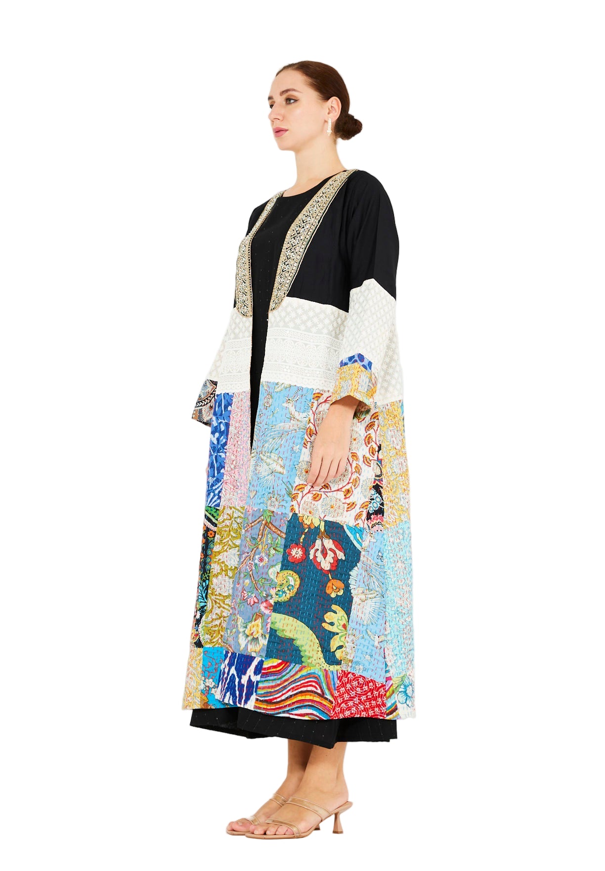 Traditional Kantha Patchwork Bisht & Dress Set