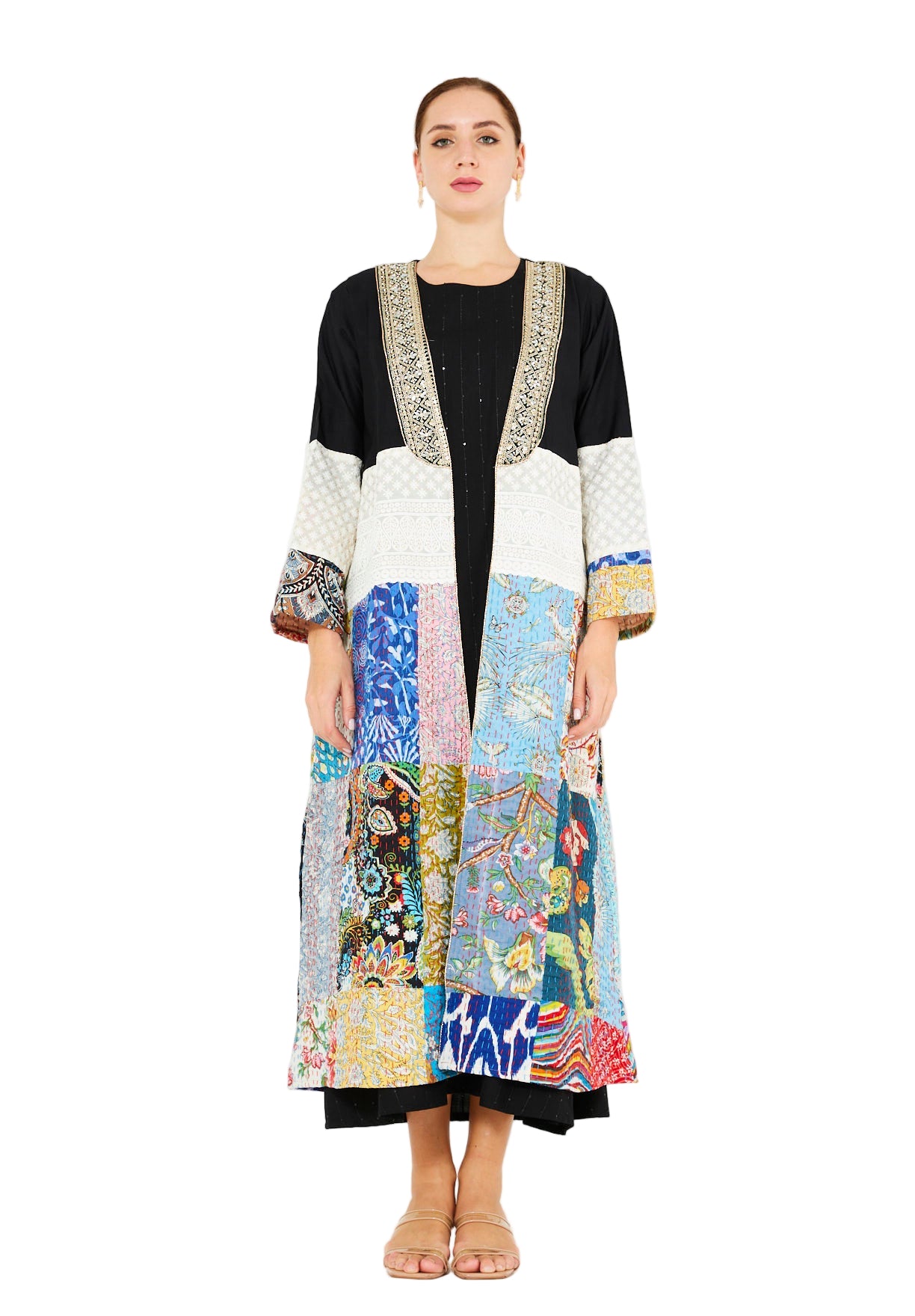 Traditional Kantha Patchwork Bisht & Dress Set