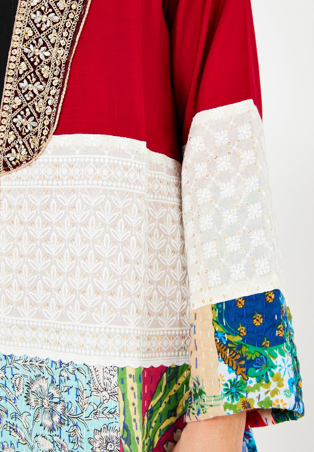 Traditional Kantha Patchwork Bisht & Dress Set