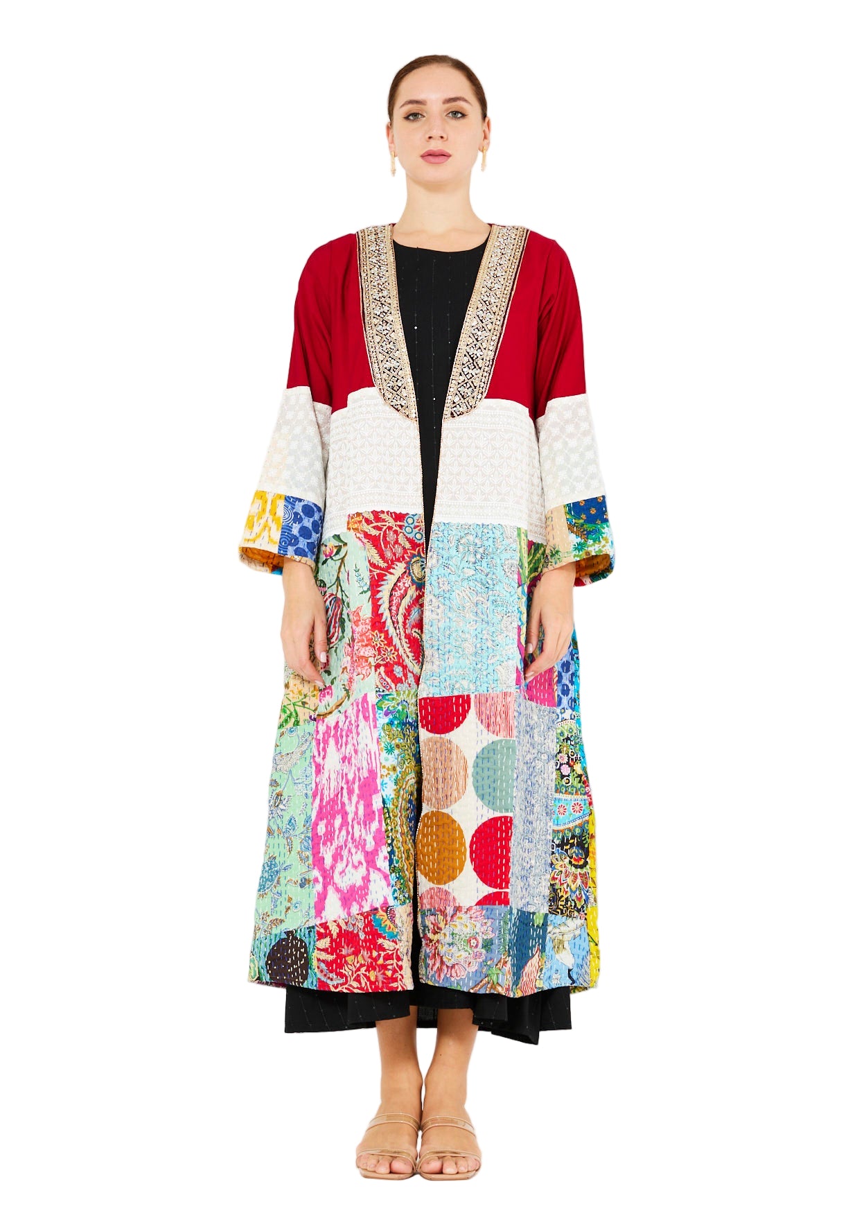 Traditional Kantha Patchwork Bisht & Dress Set