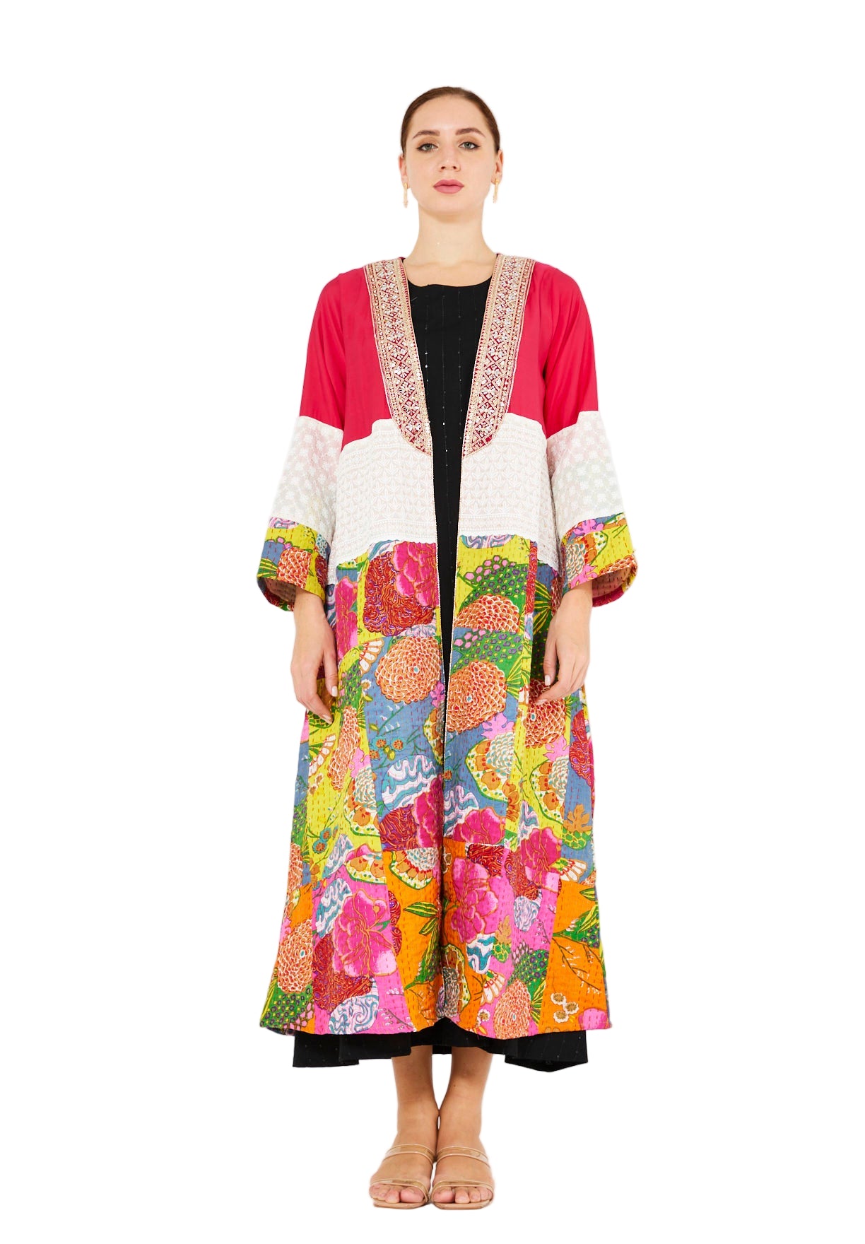 Traditional Kantha Patchwork Bisht & Dress Set