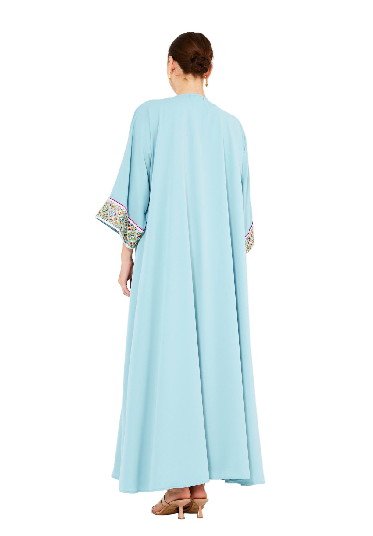 Multi-Colored Embroidered Trim Bisht & Dress Set