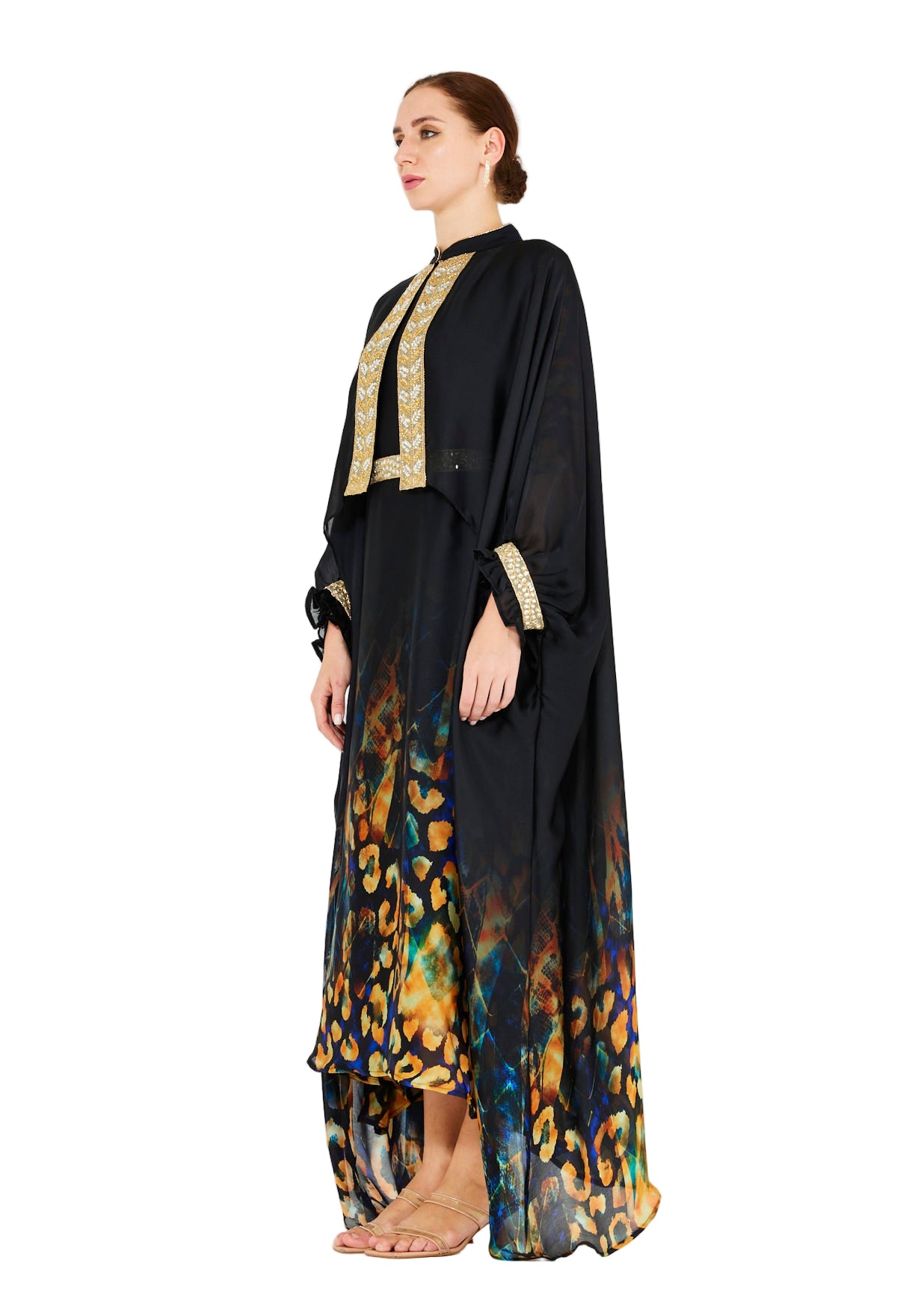 Animal-Inspired Abstract Printed Overlay & Dress Set