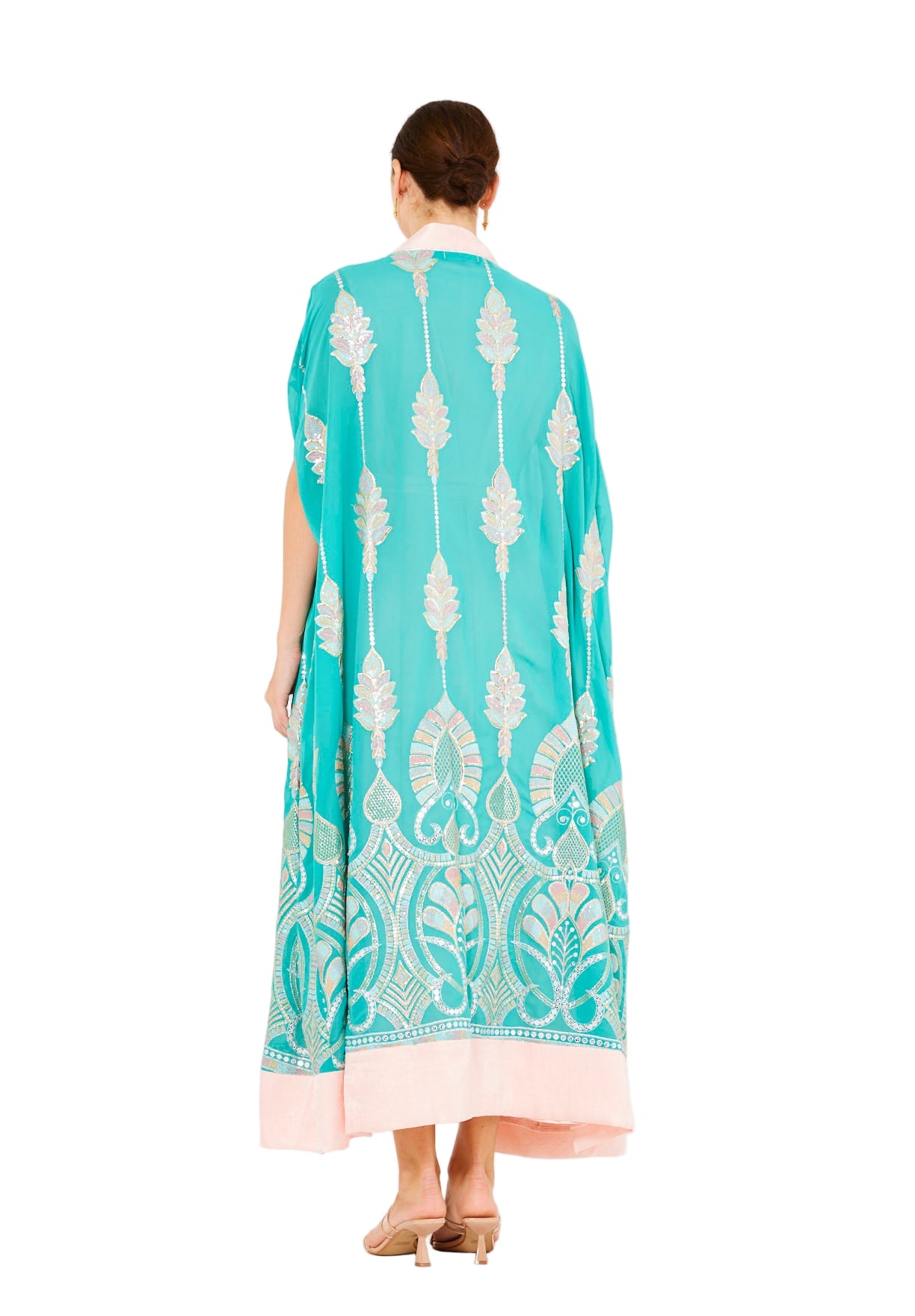 Pastel Sequin Embellished Bisht & Dress Set