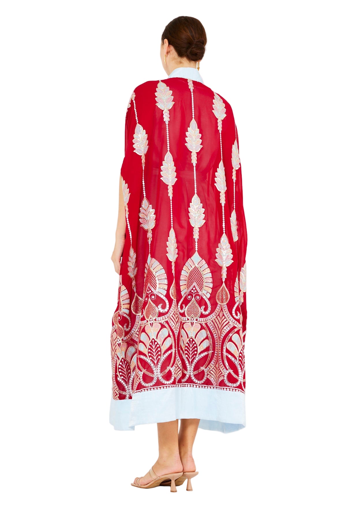 Pastel Sequin Embellished Bisht & Dress Set