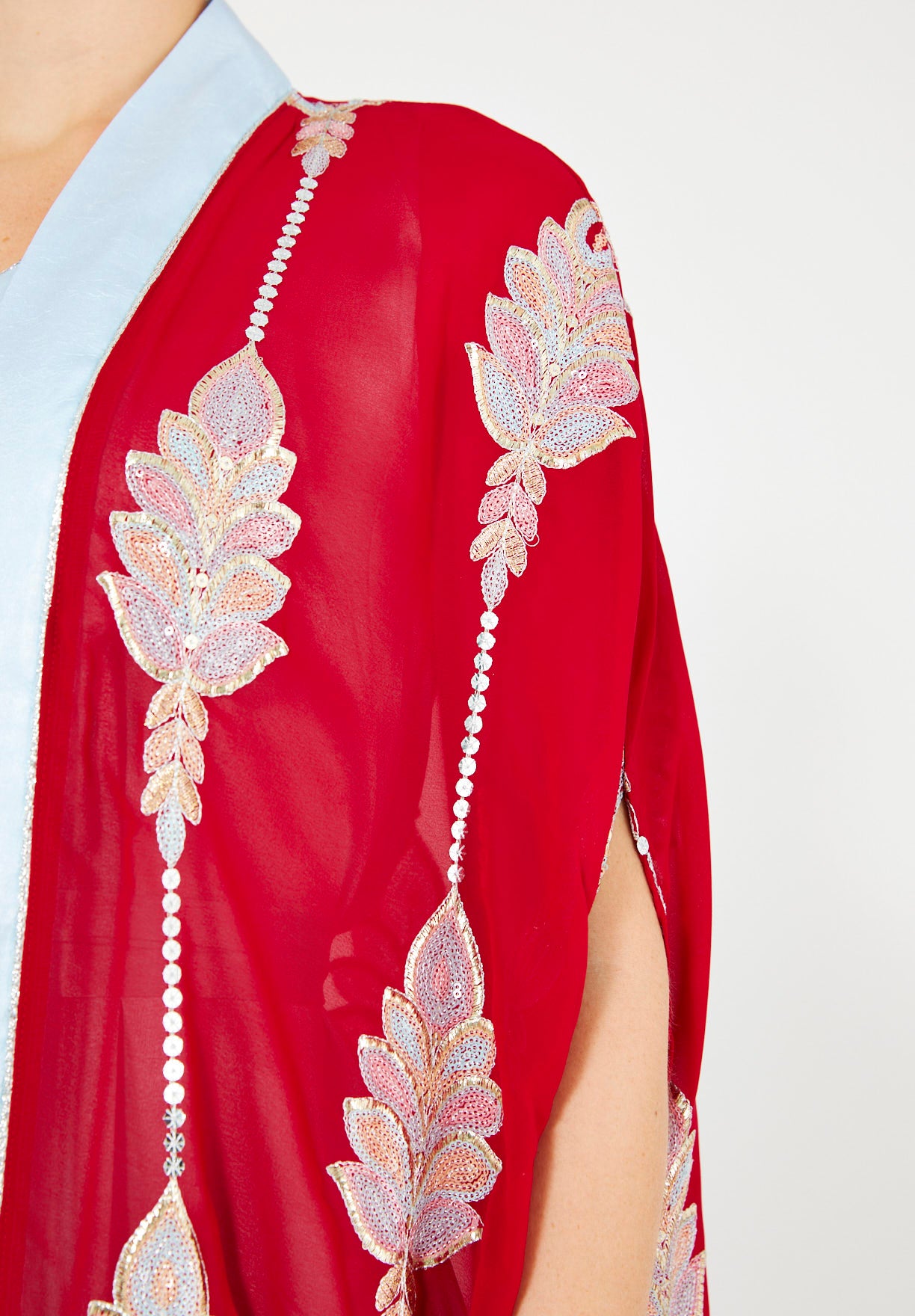 Pastel Sequin Embellished Bisht & Dress Set