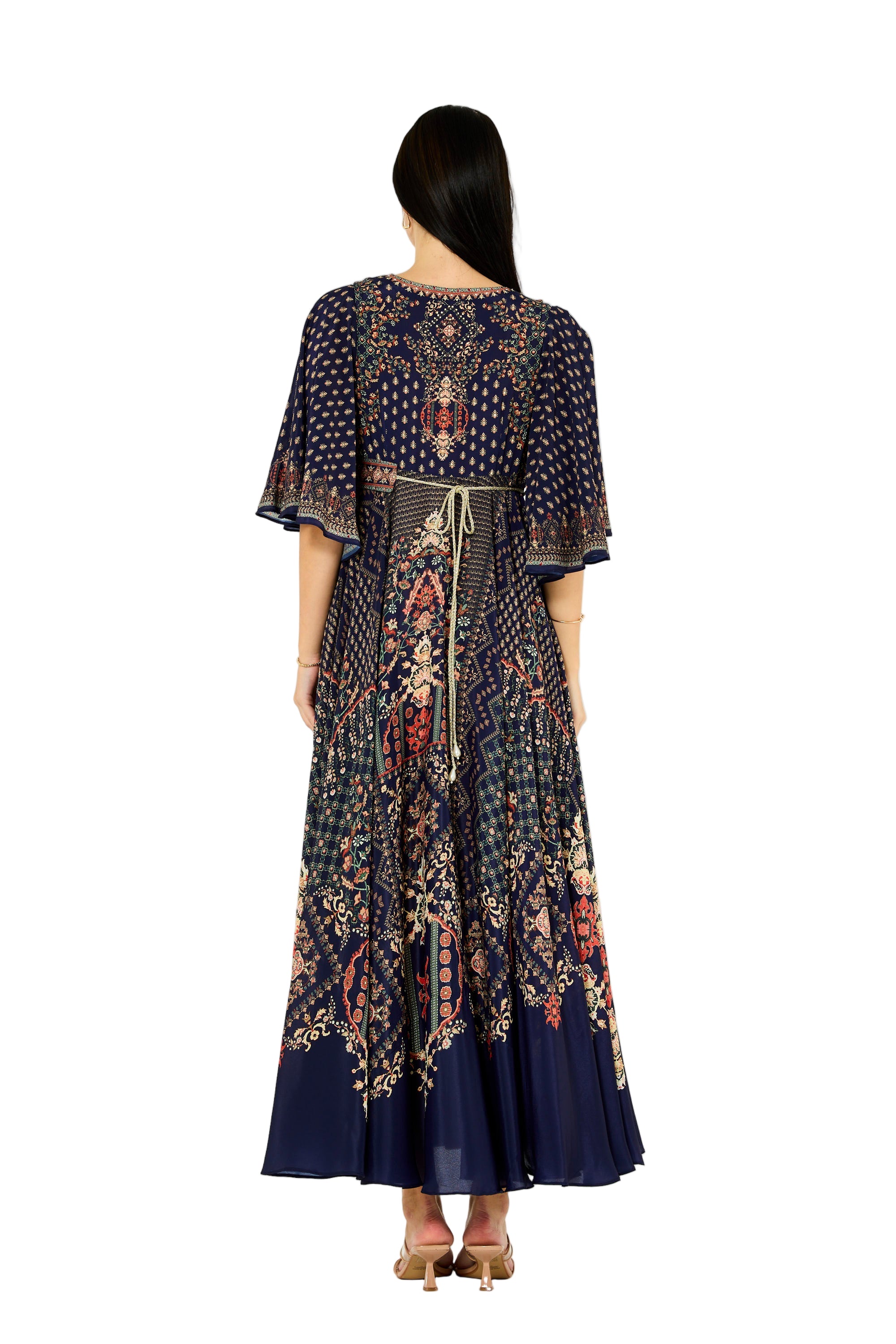 Ditsy Fusion Print Wrap Bodice Dress