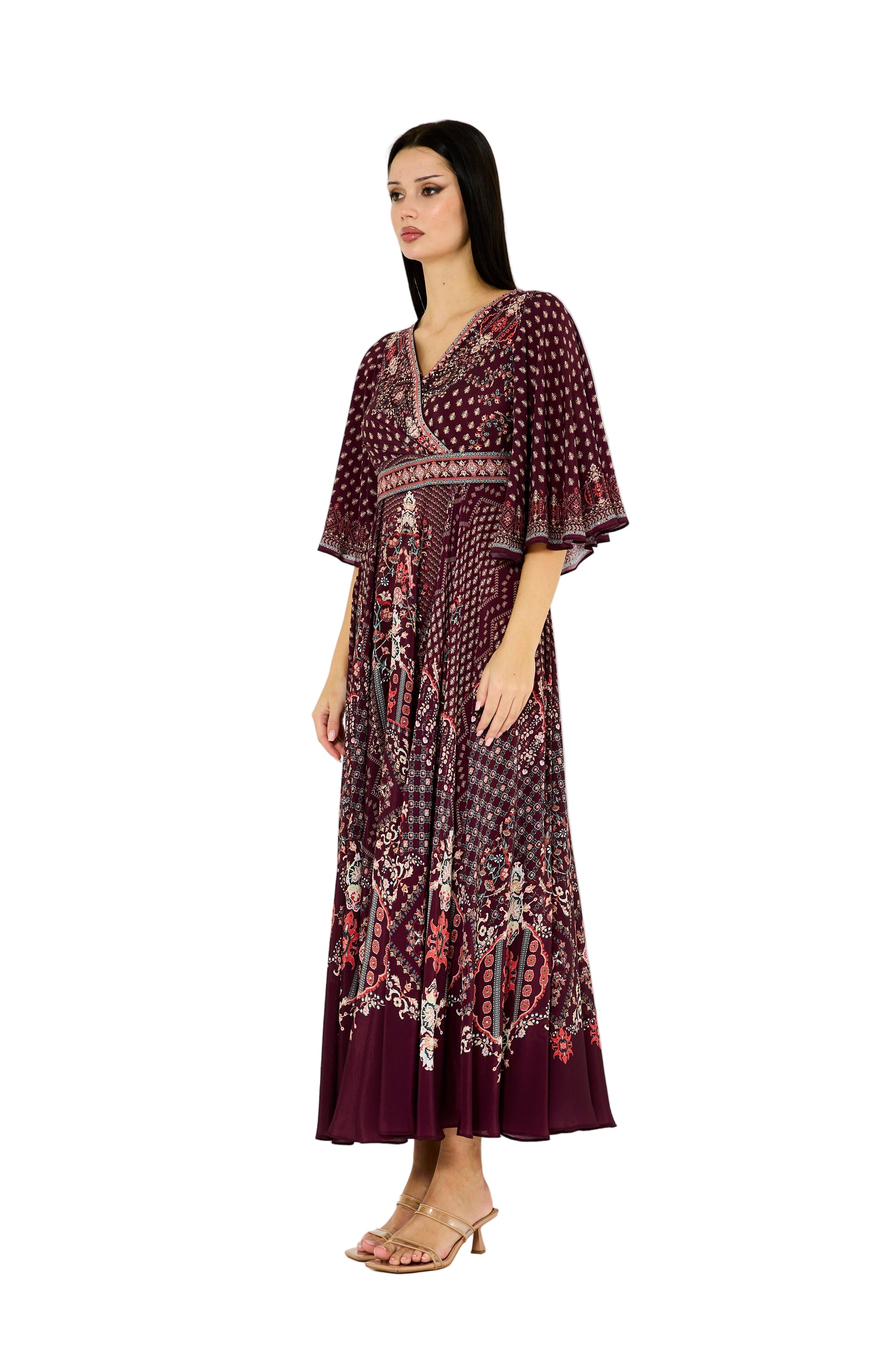 Ditsy Fusion Print Wrap Bodice Dress