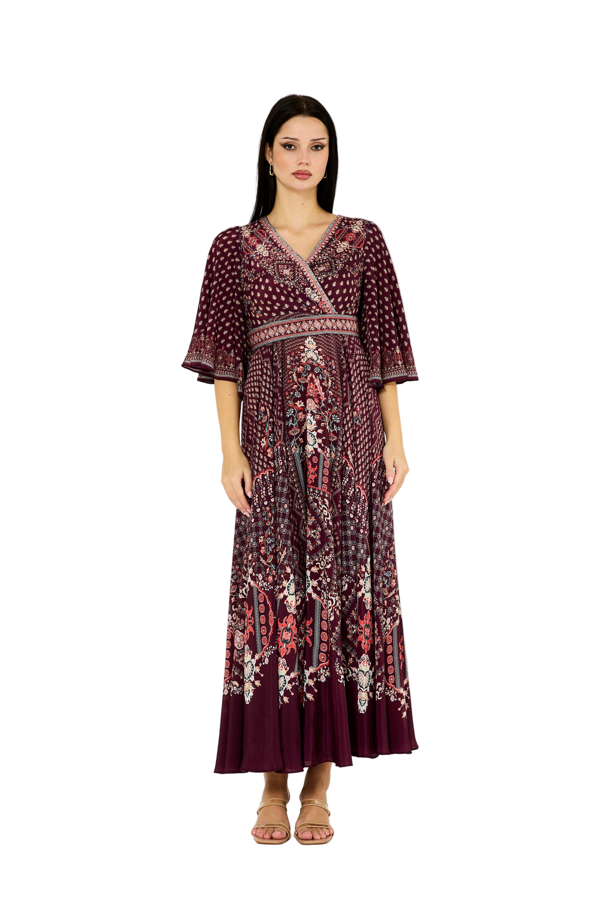 Ditsy Fusion Print Wrap Bodice Dress