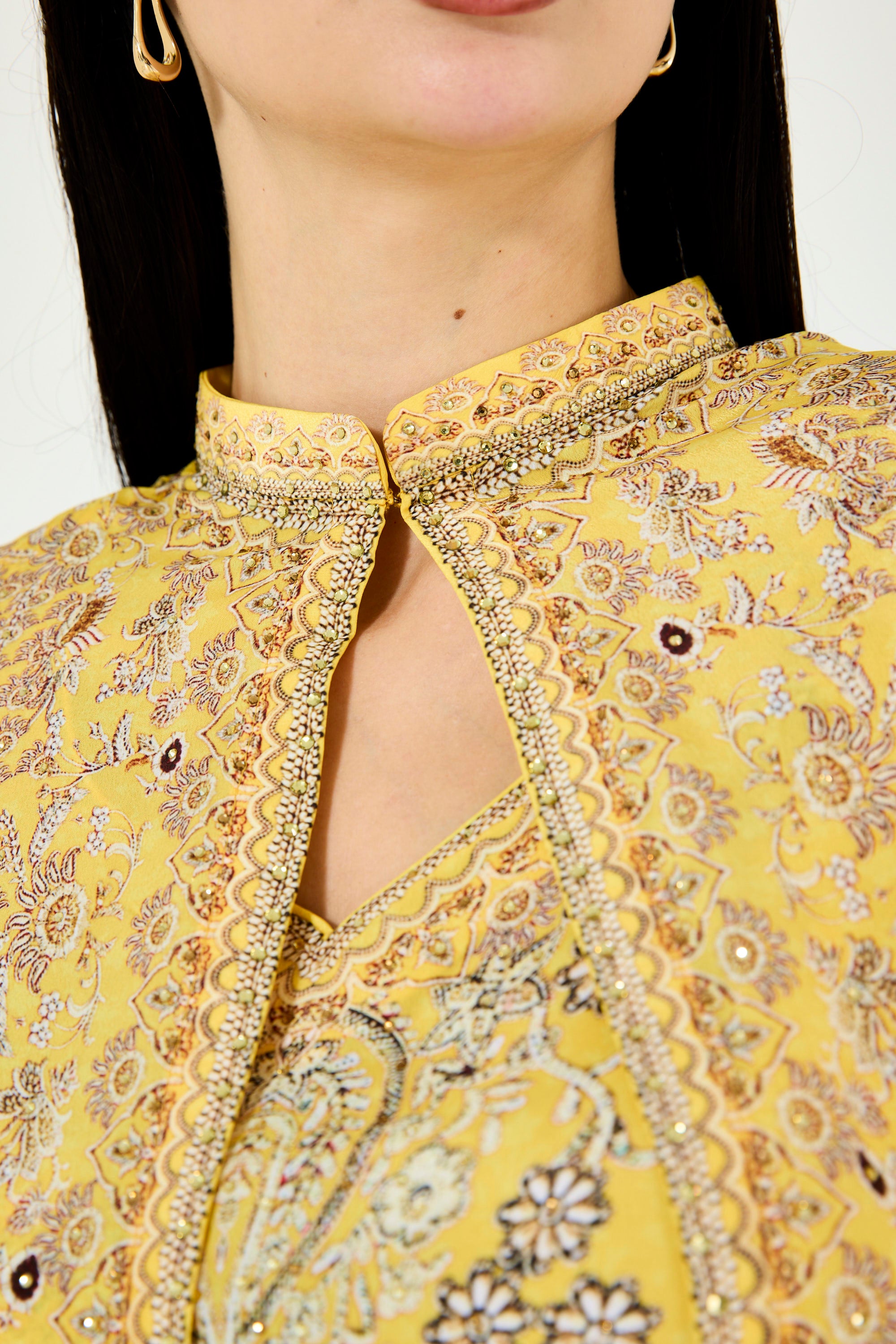 Slit Sleeve All Over Floral Print Bisht & Dress Set