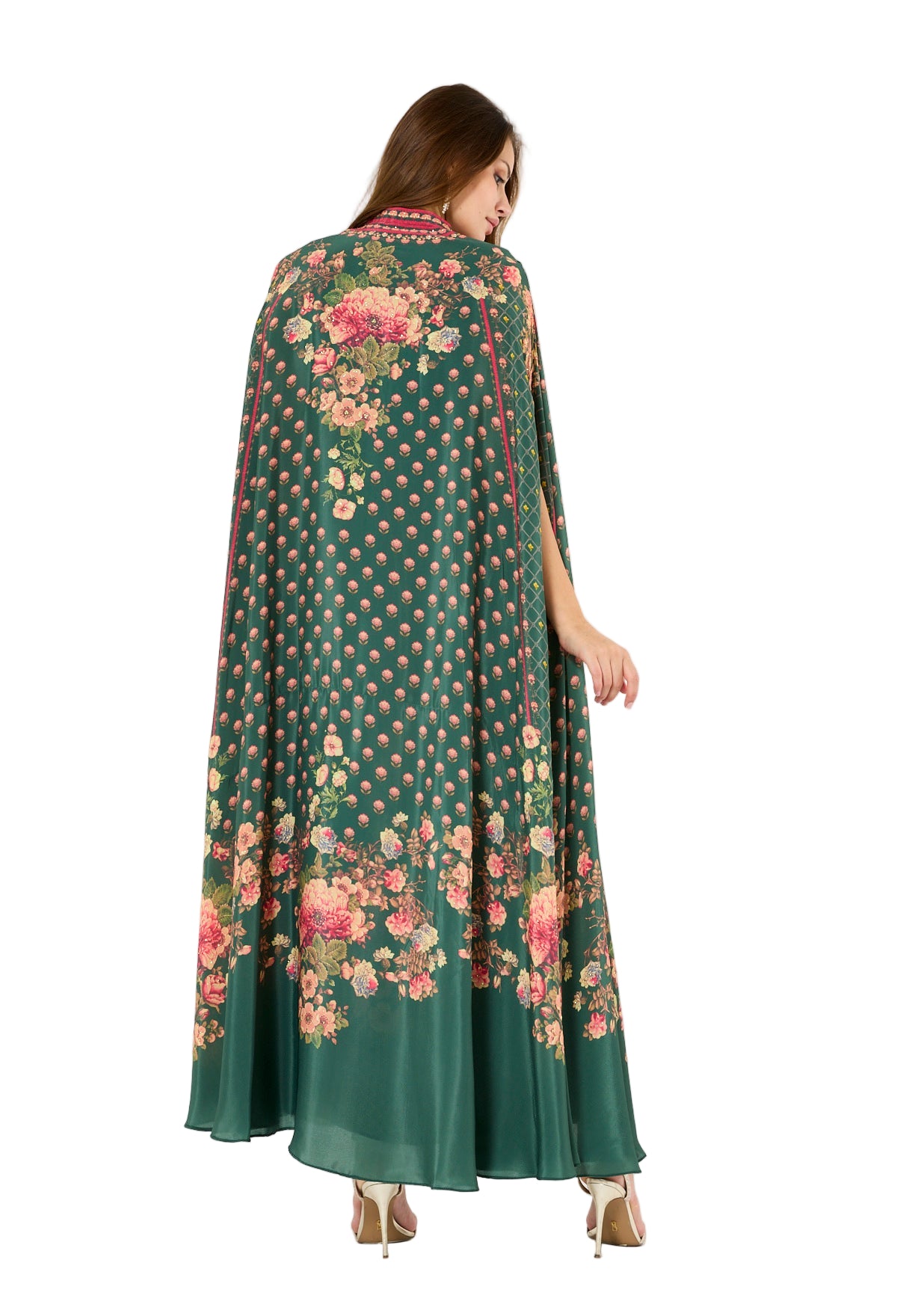 Floral Multi Printed Bisht & Dress Set