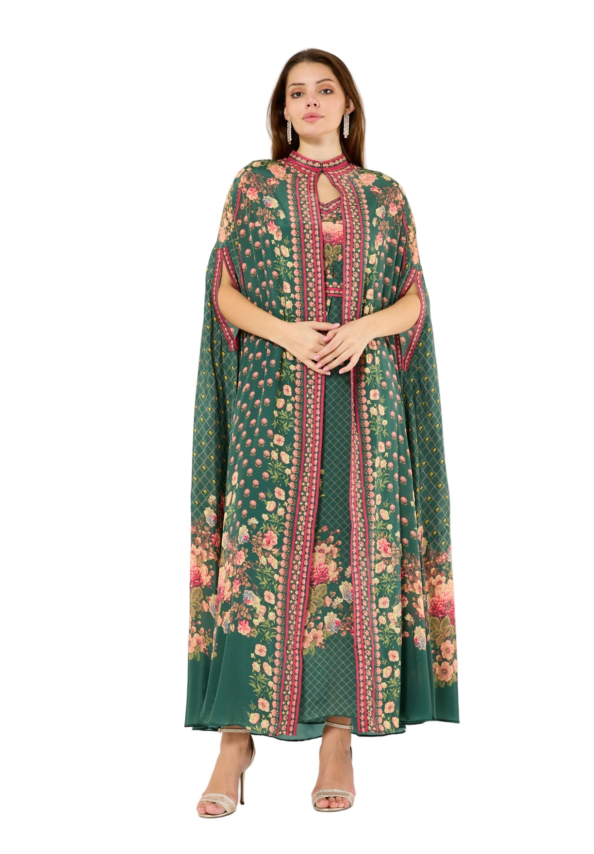 Floral Multi Printed Bisht & Dress Set
