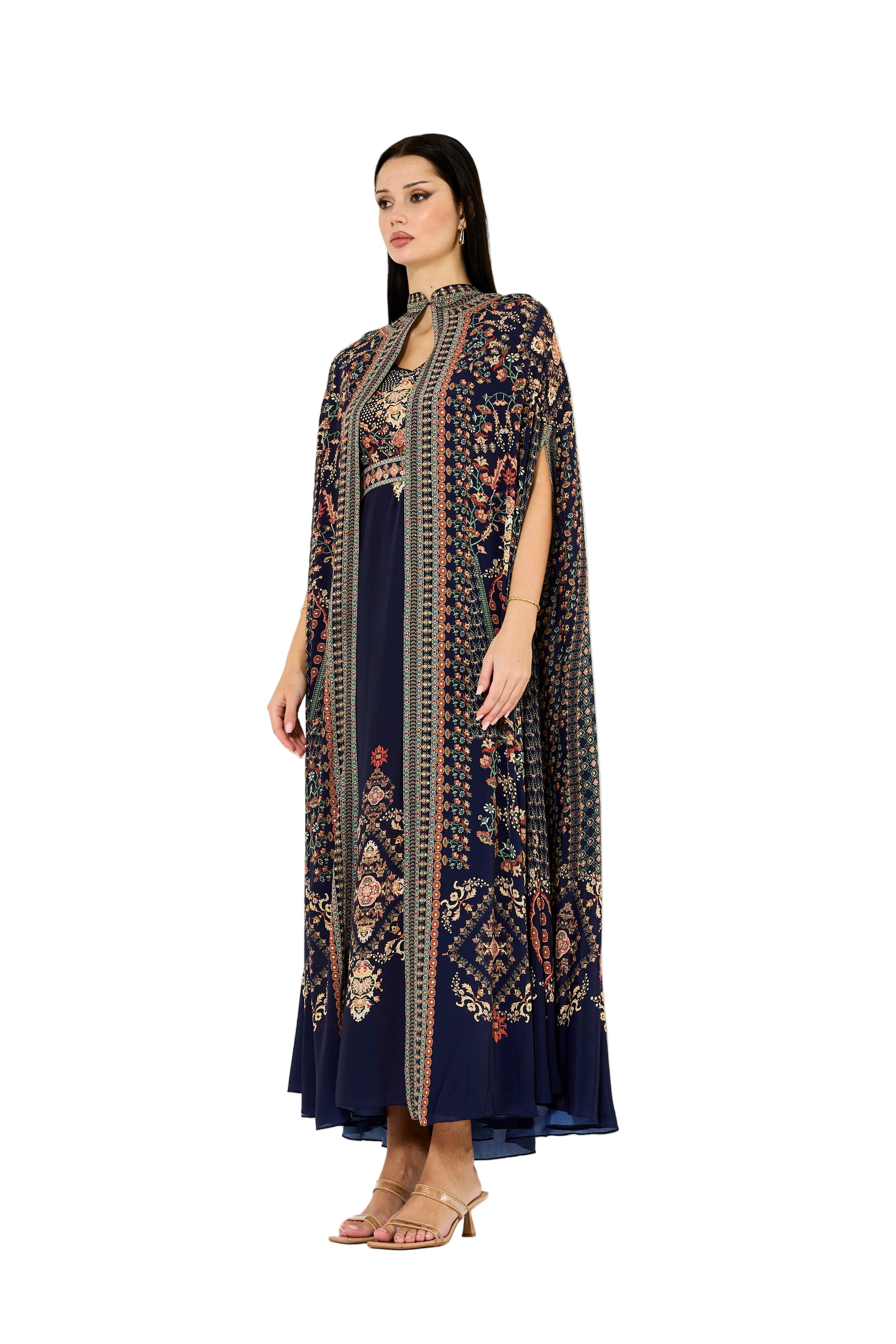 Heritage Motifs Print Bisht & Dress Set