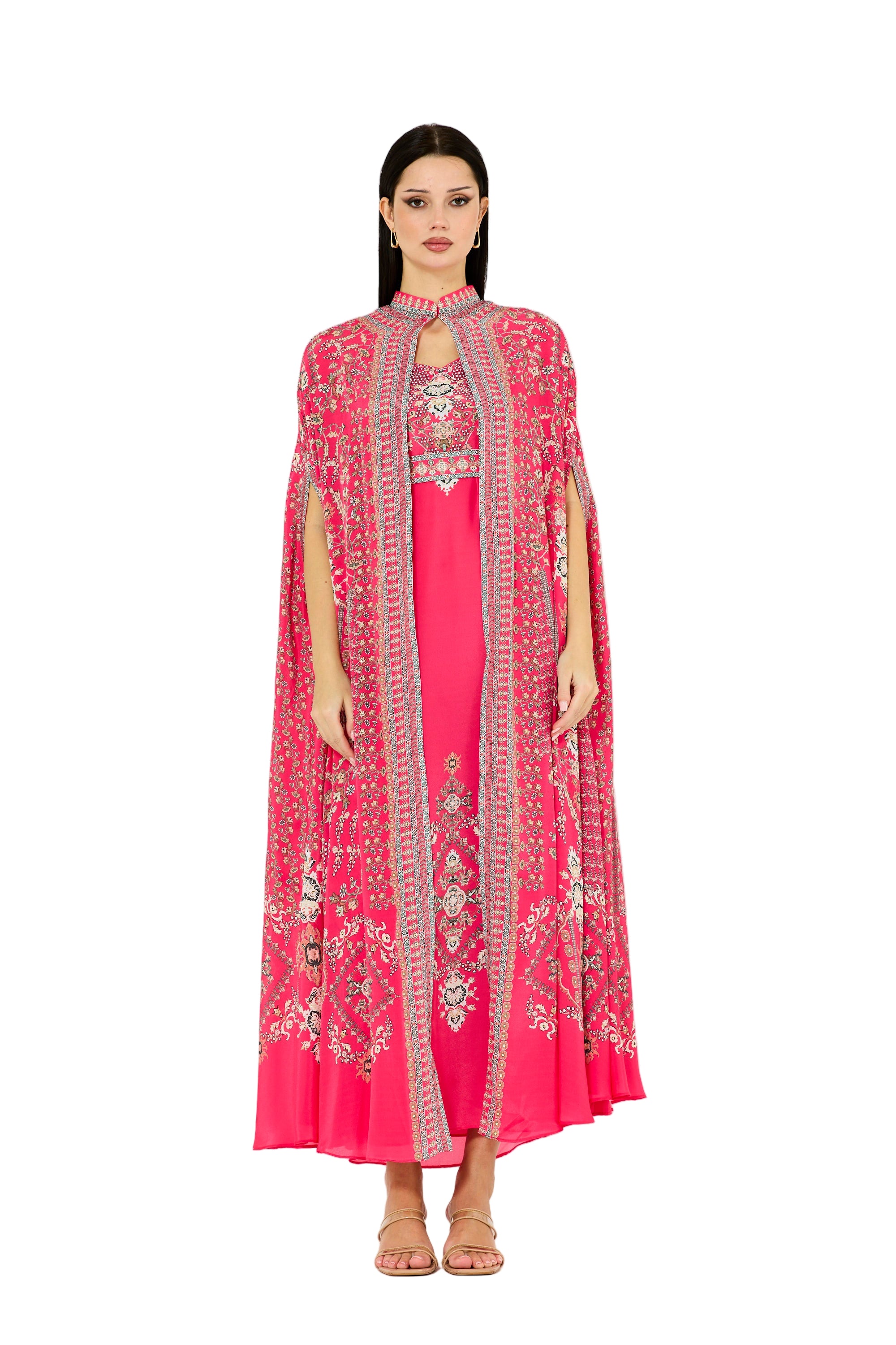 Heritage Motifs Print Bisht & Dress Set