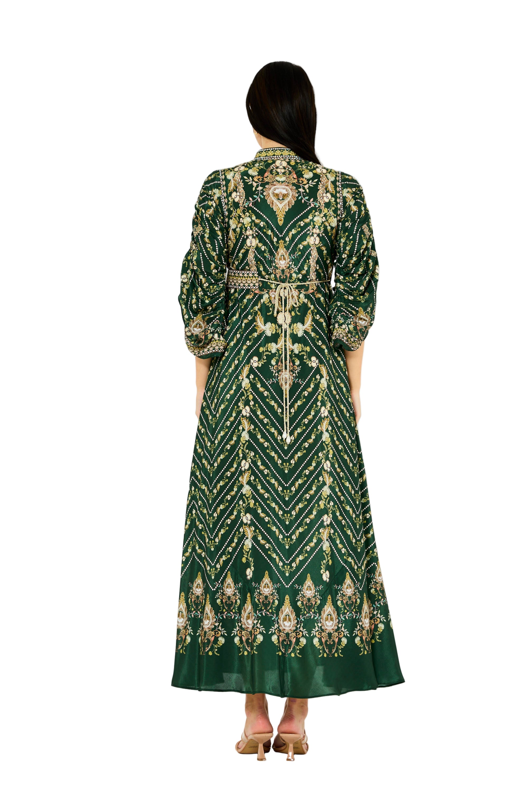 Intricate Botanical Print Maxi Dress