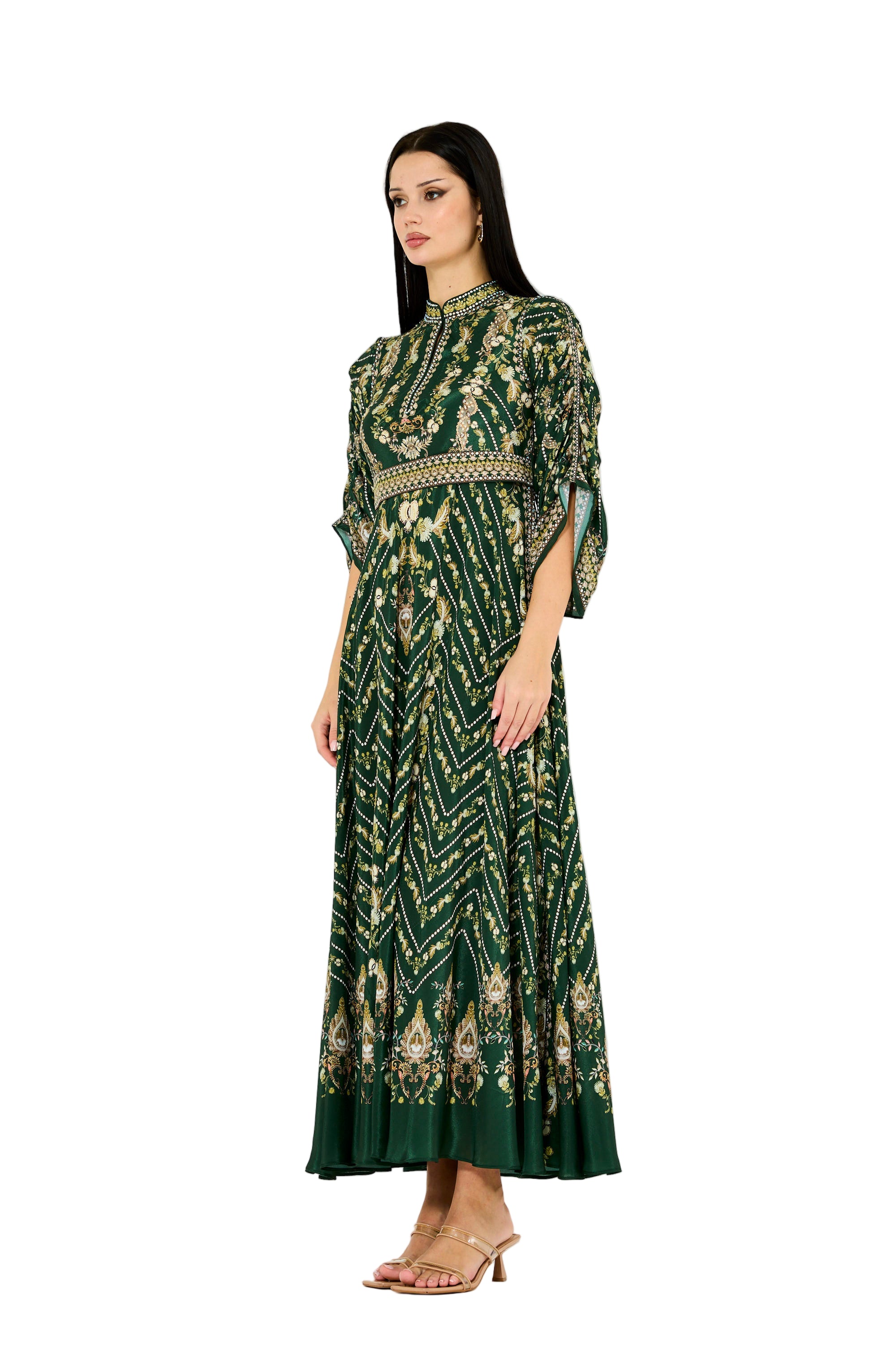 Intricate Botanical Print Maxi Dress