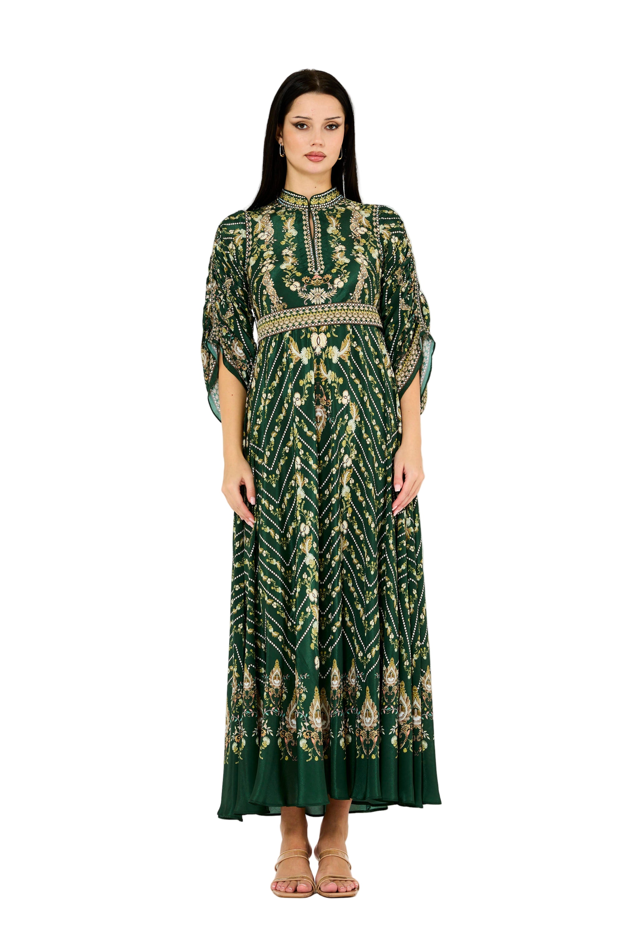 Intricate Botanical Print Maxi Dress