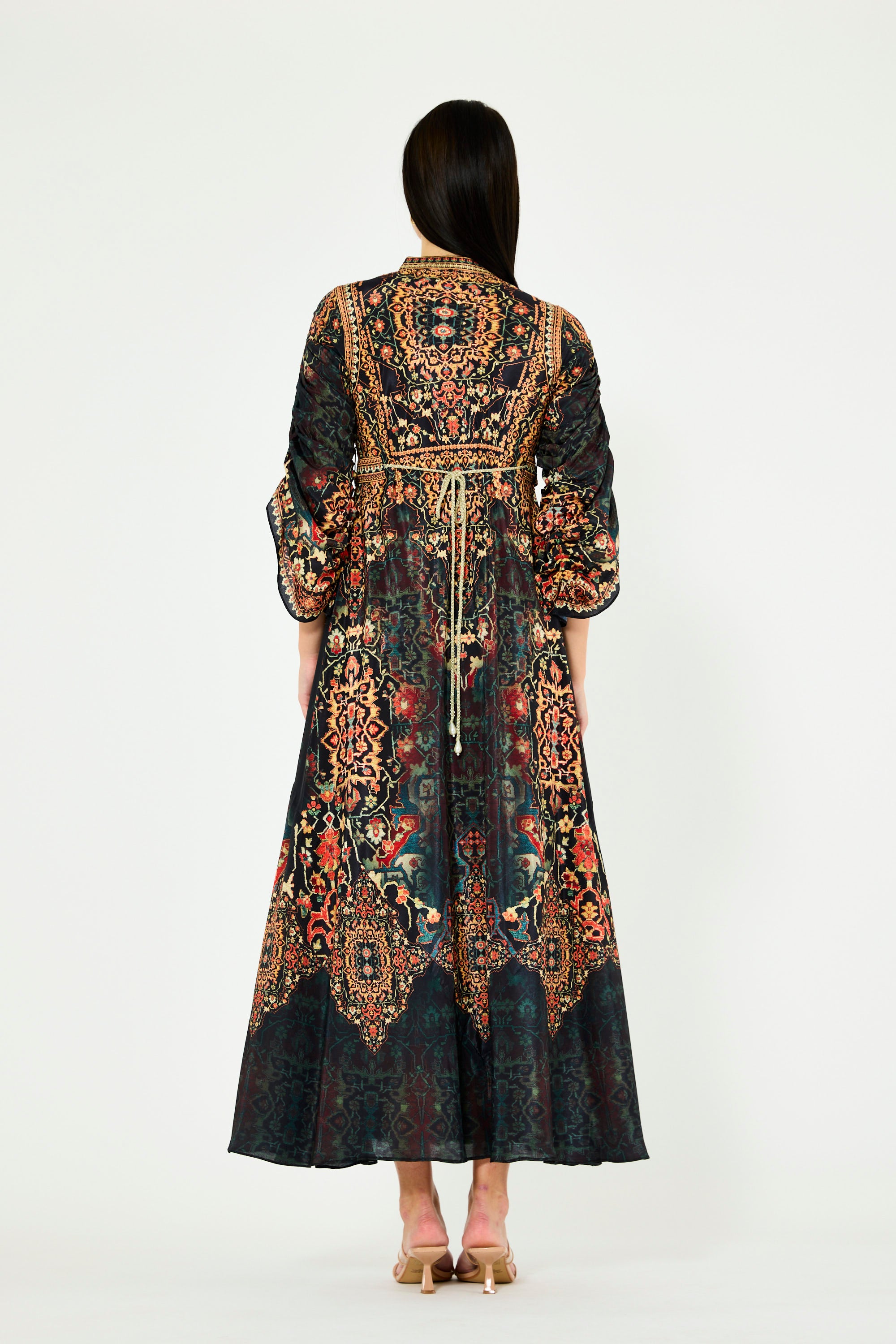 Vintage Aztec Floral Print Maxi Dress