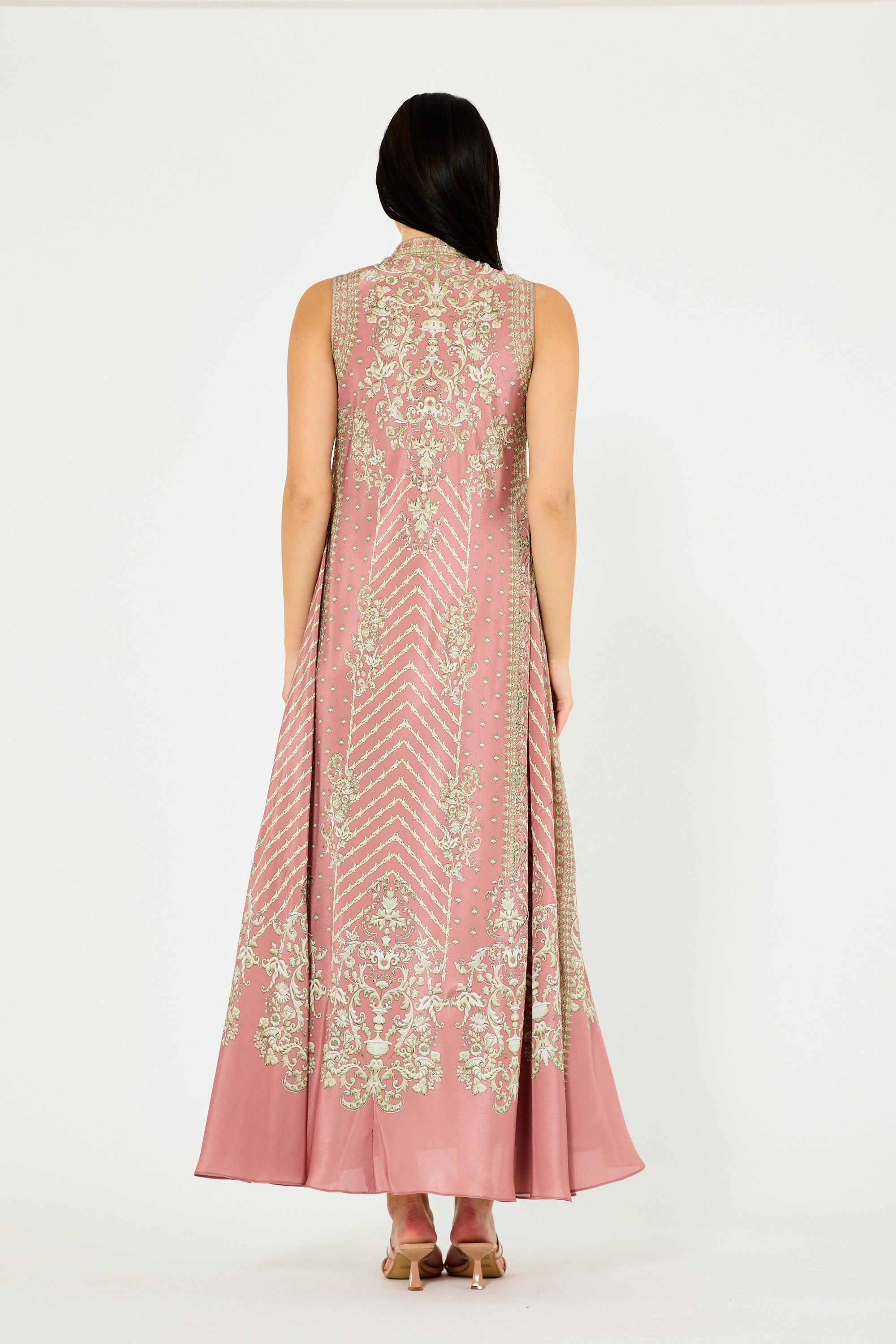 Sleeveless 3D Floral Print Maxi Dress