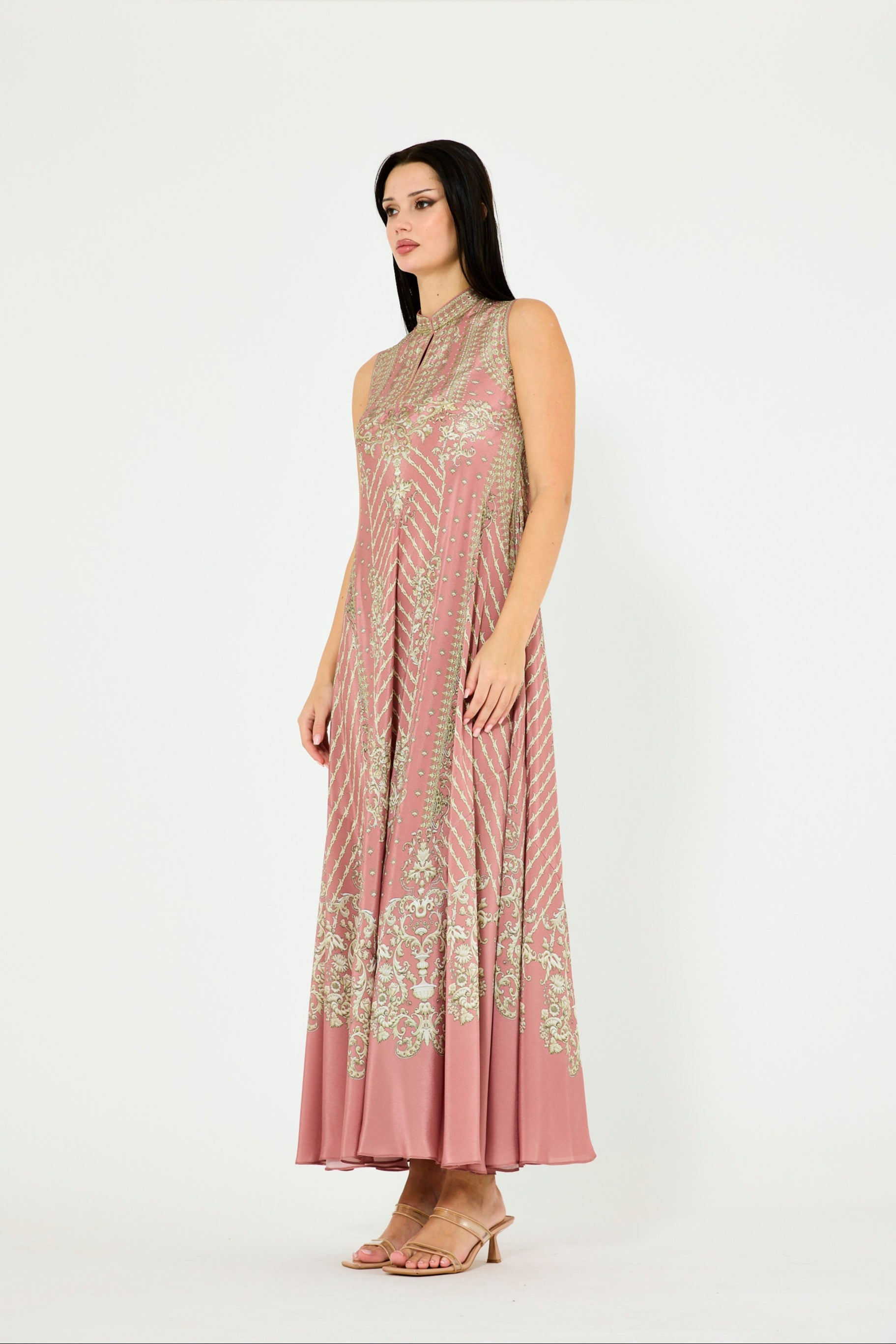 Sleeveless 3D Floral Print Maxi Dress