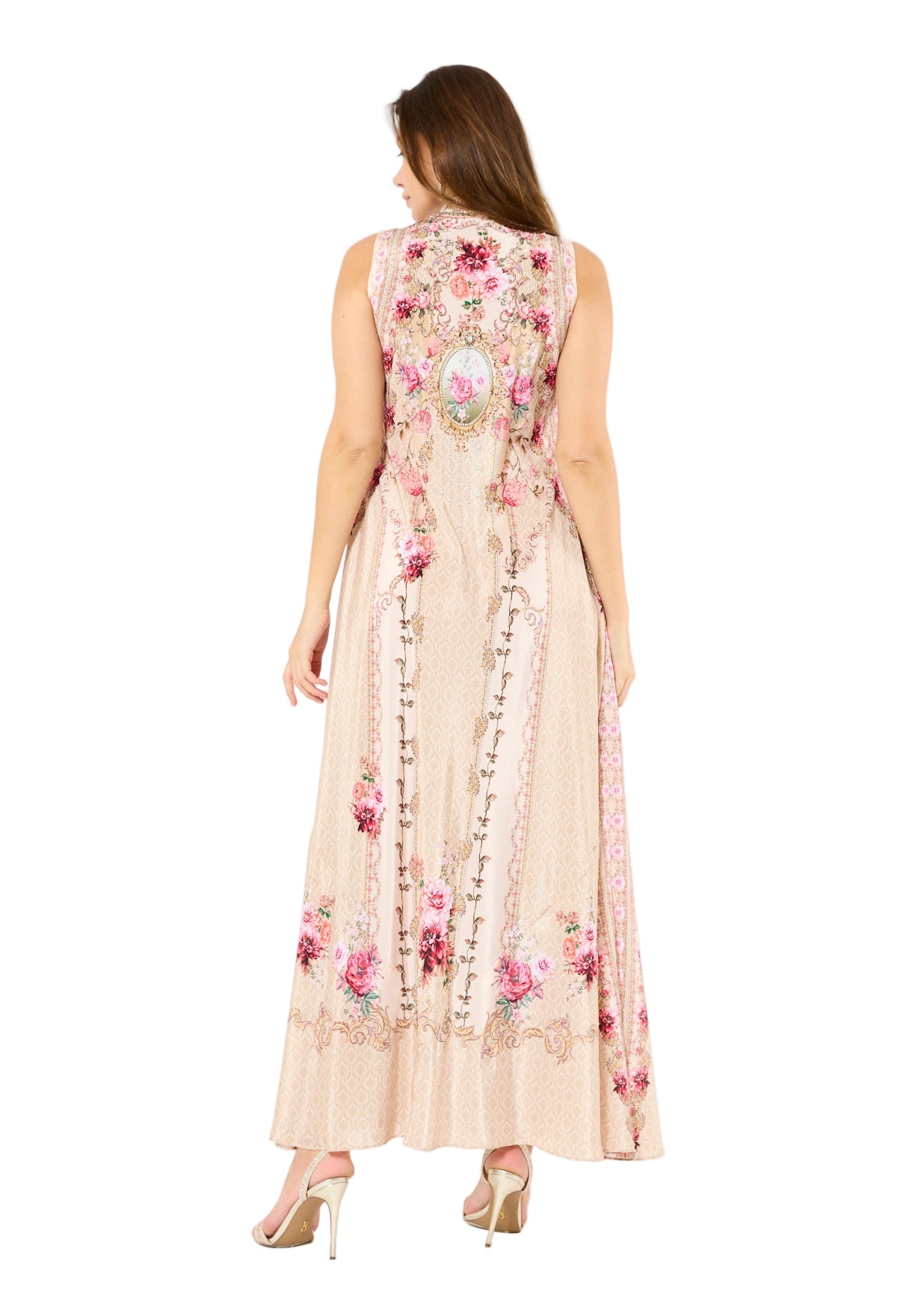 Sleeveless Floral Ombre Print Maxi Dress