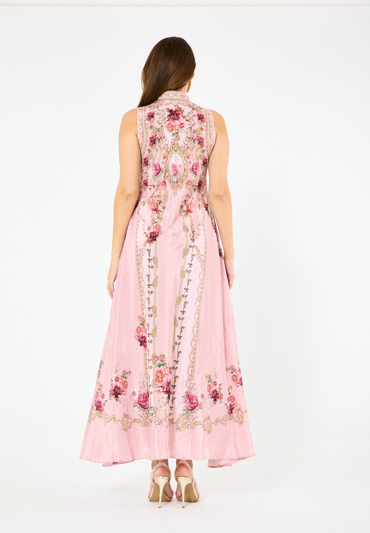 Sleeveless Floral Ombre Print Maxi Dress
