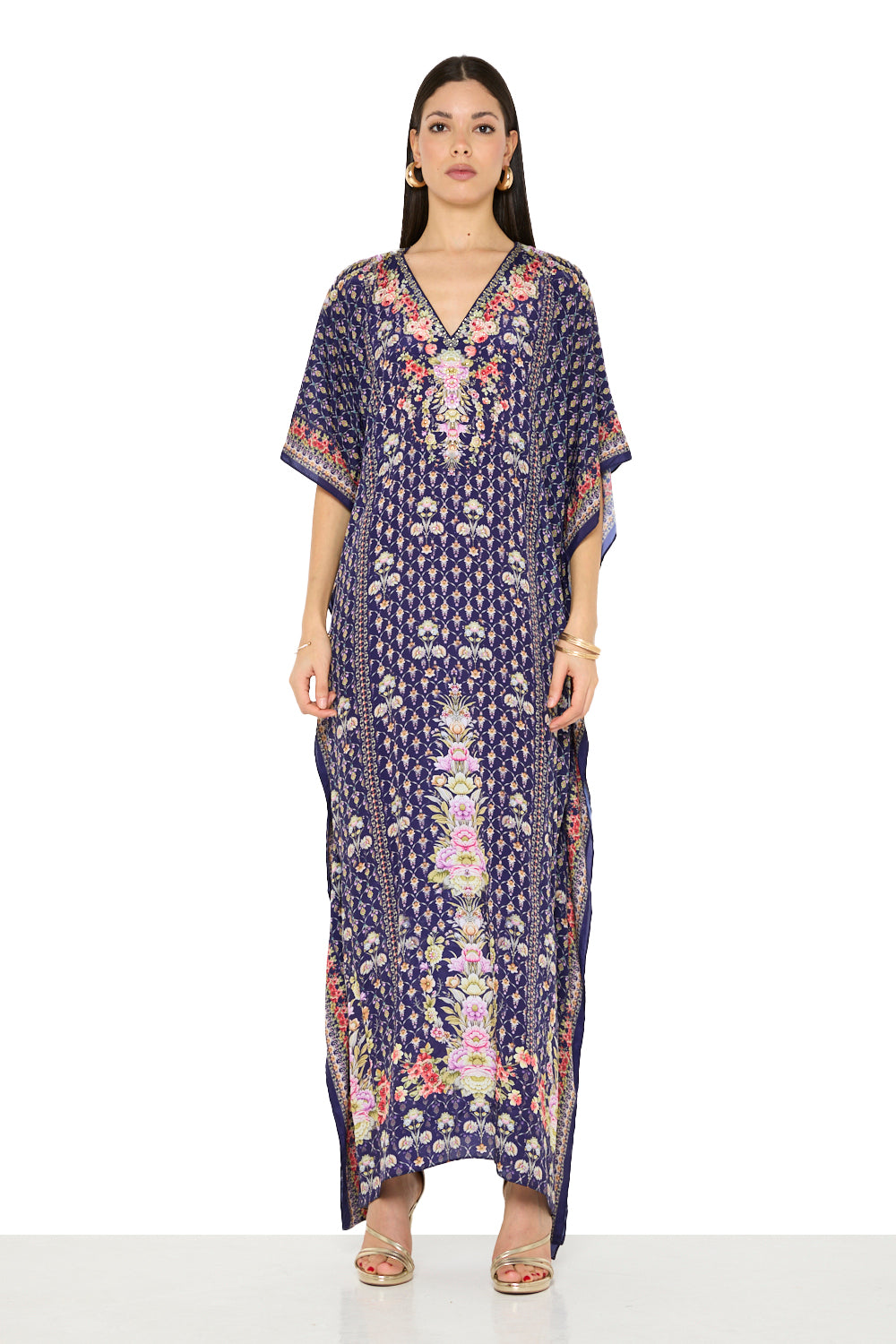 Floral Lattice Relaxed Flow Kaftan