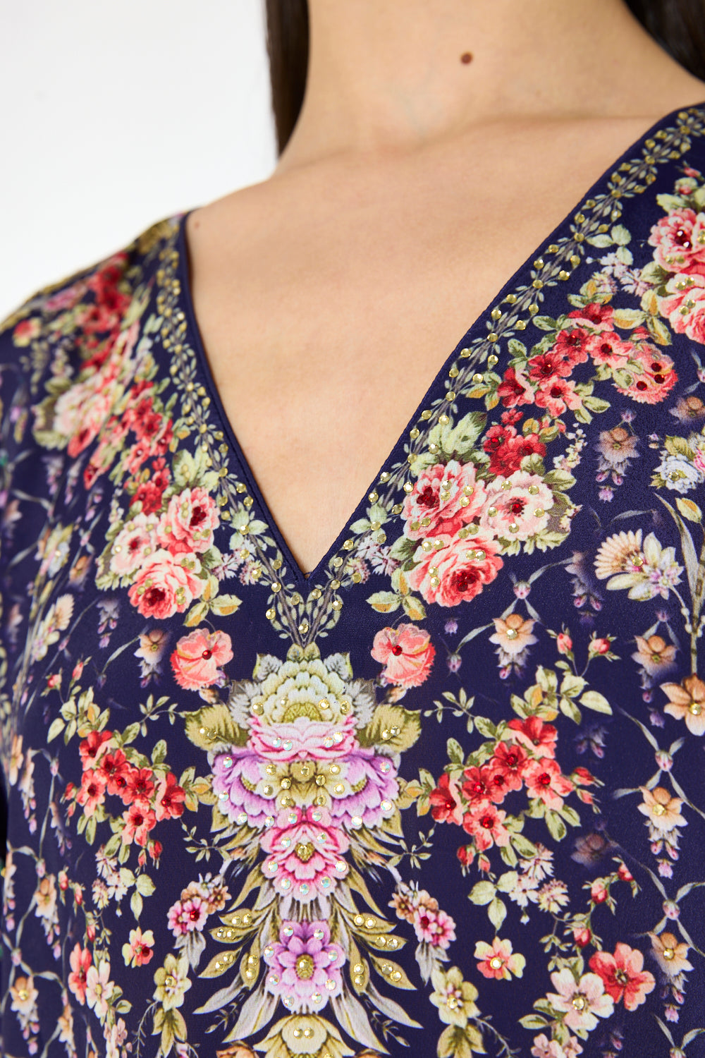 Floral Lattice Relaxed Flow Kaftan