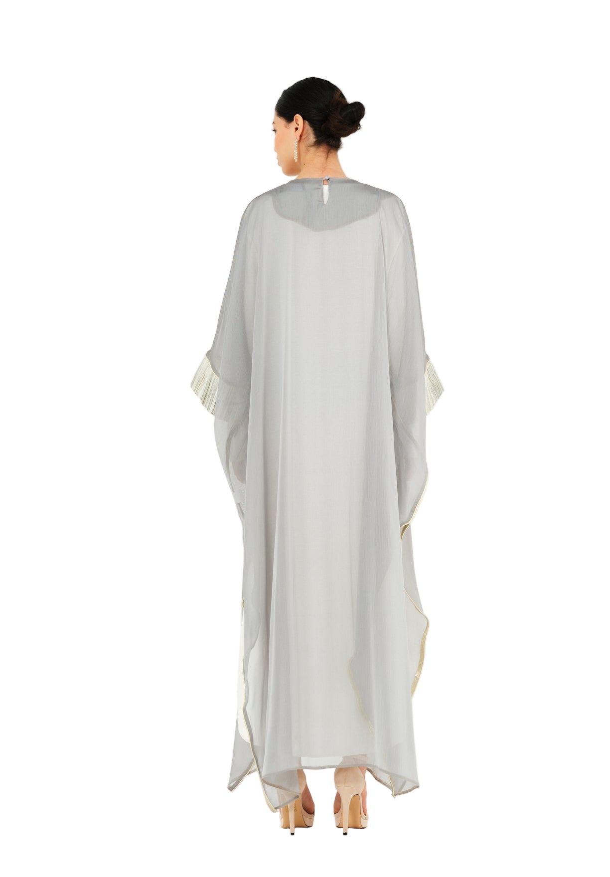 Beautiful Chiffon Jalabiya With Round Neckline And Kimono Sleeves