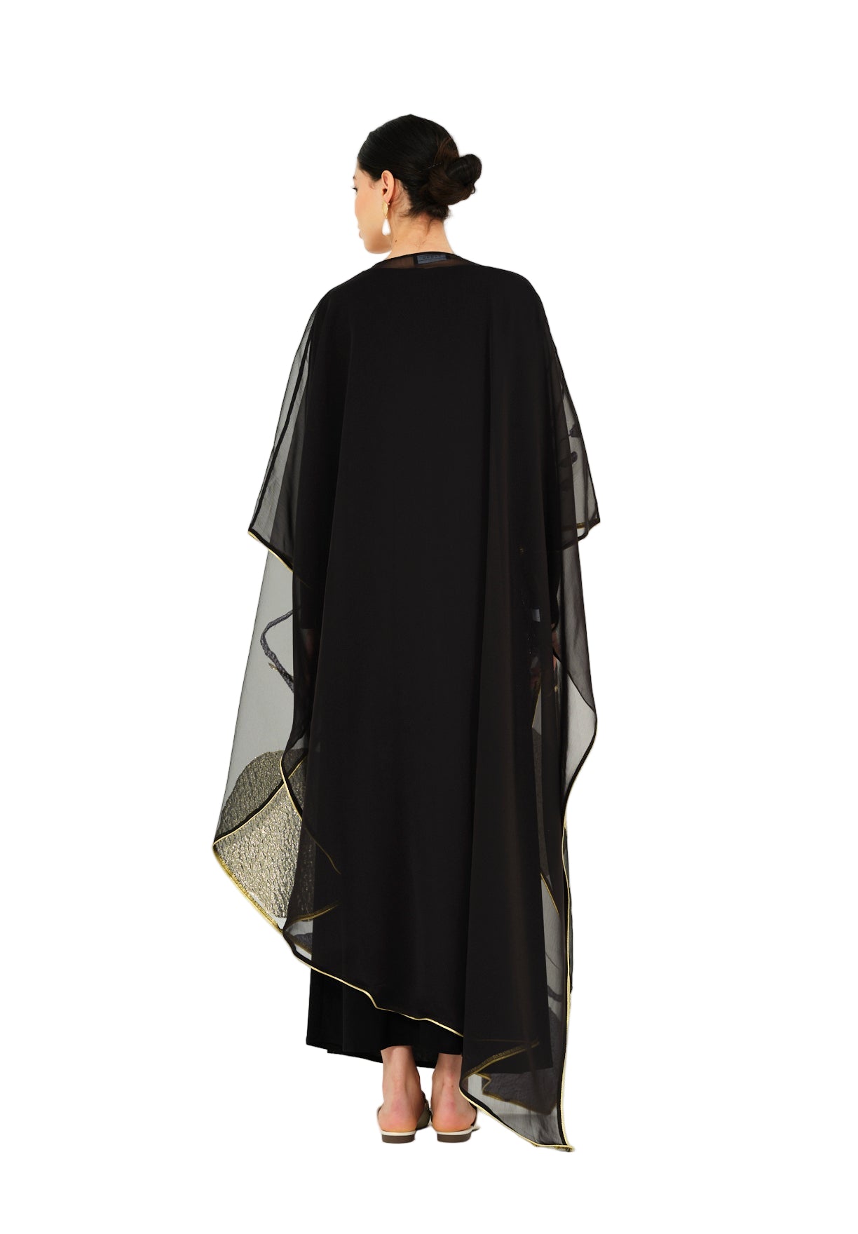 Beautiful Metallic Shaded Jalabiya With Round Neckline With Half Sleeves