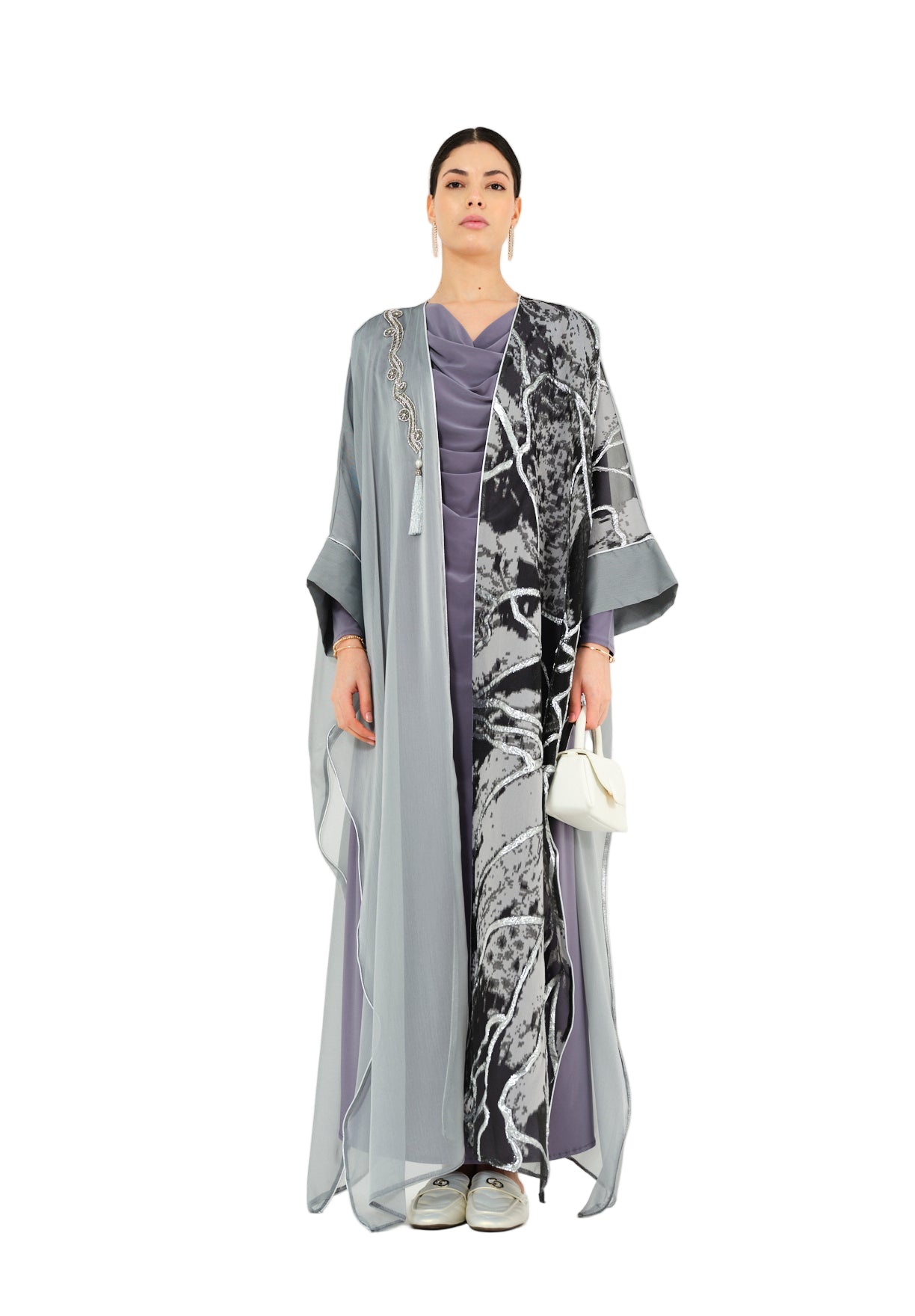 Stunning Asymmetrical Jalabiya with V-Neckline with Kimono Sleeves