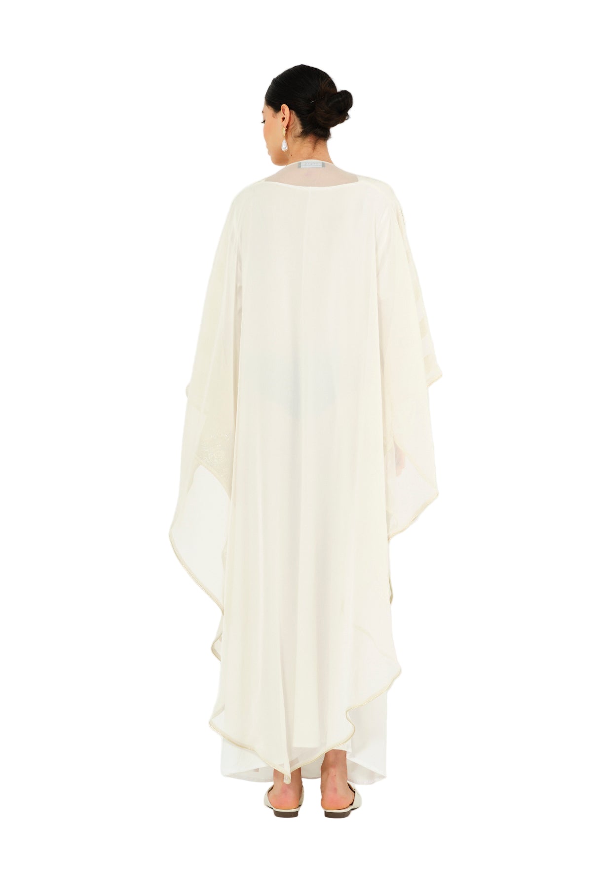 Beautiful Symmetrical Metallic Shaded Jalabiya With Round Neckline And kimono Sleeves