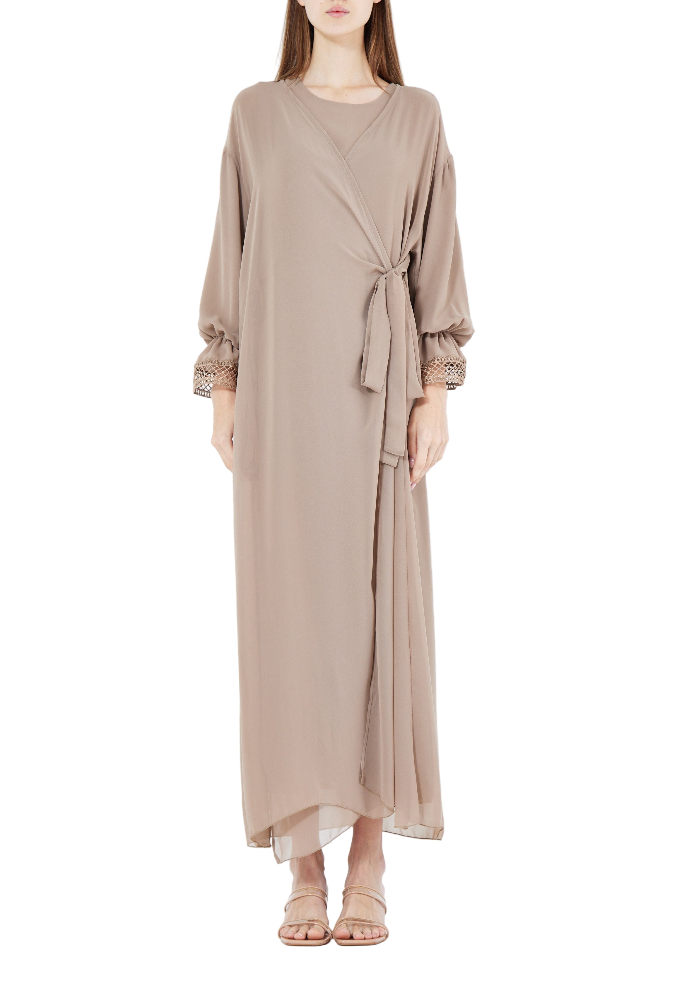 Simple And Elegant Chiffon Wrap Over Jalabiya With Round Neckline