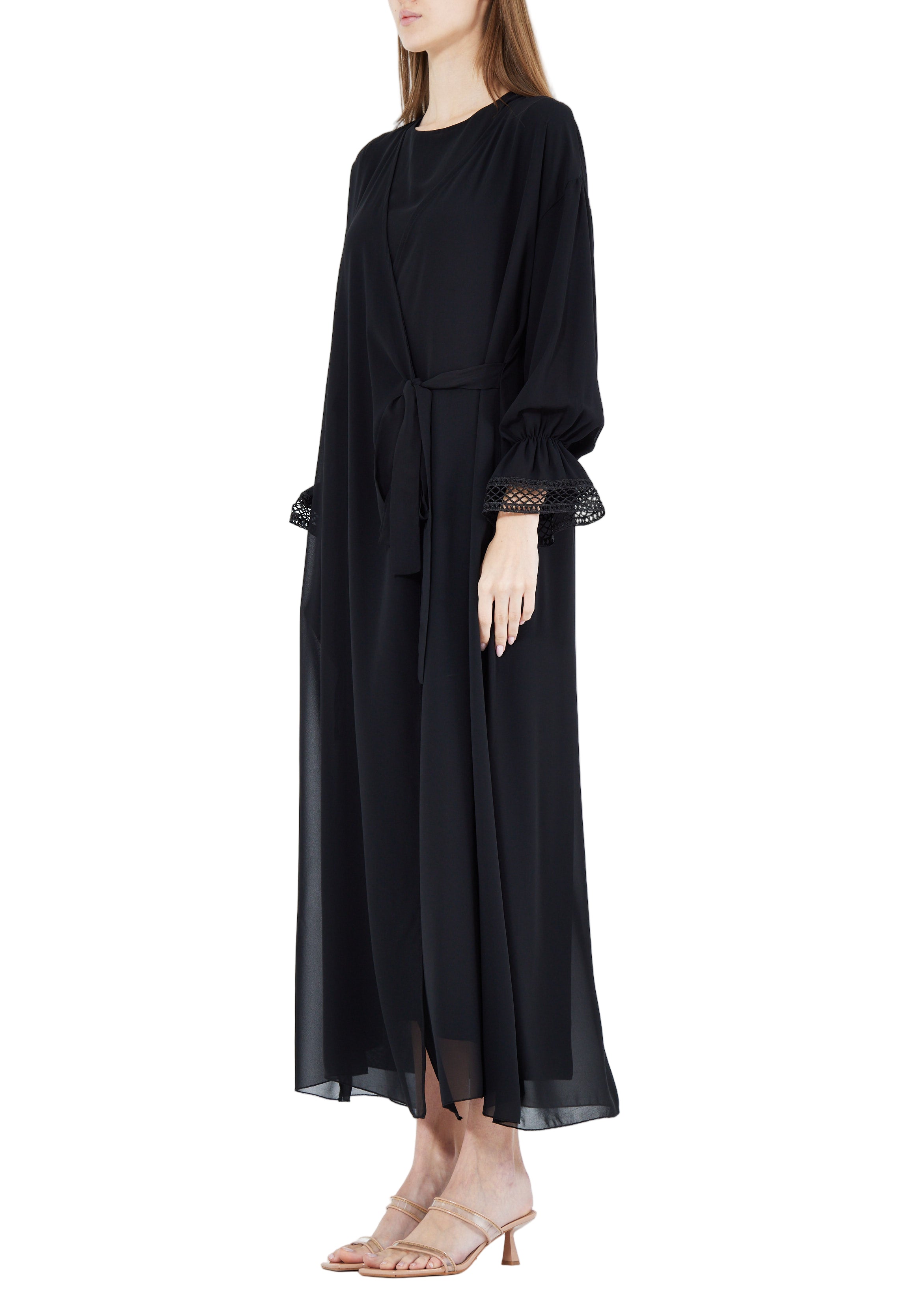 Simple And Elegant Chiffon Wrap Over Jalabiya With Round Neckline