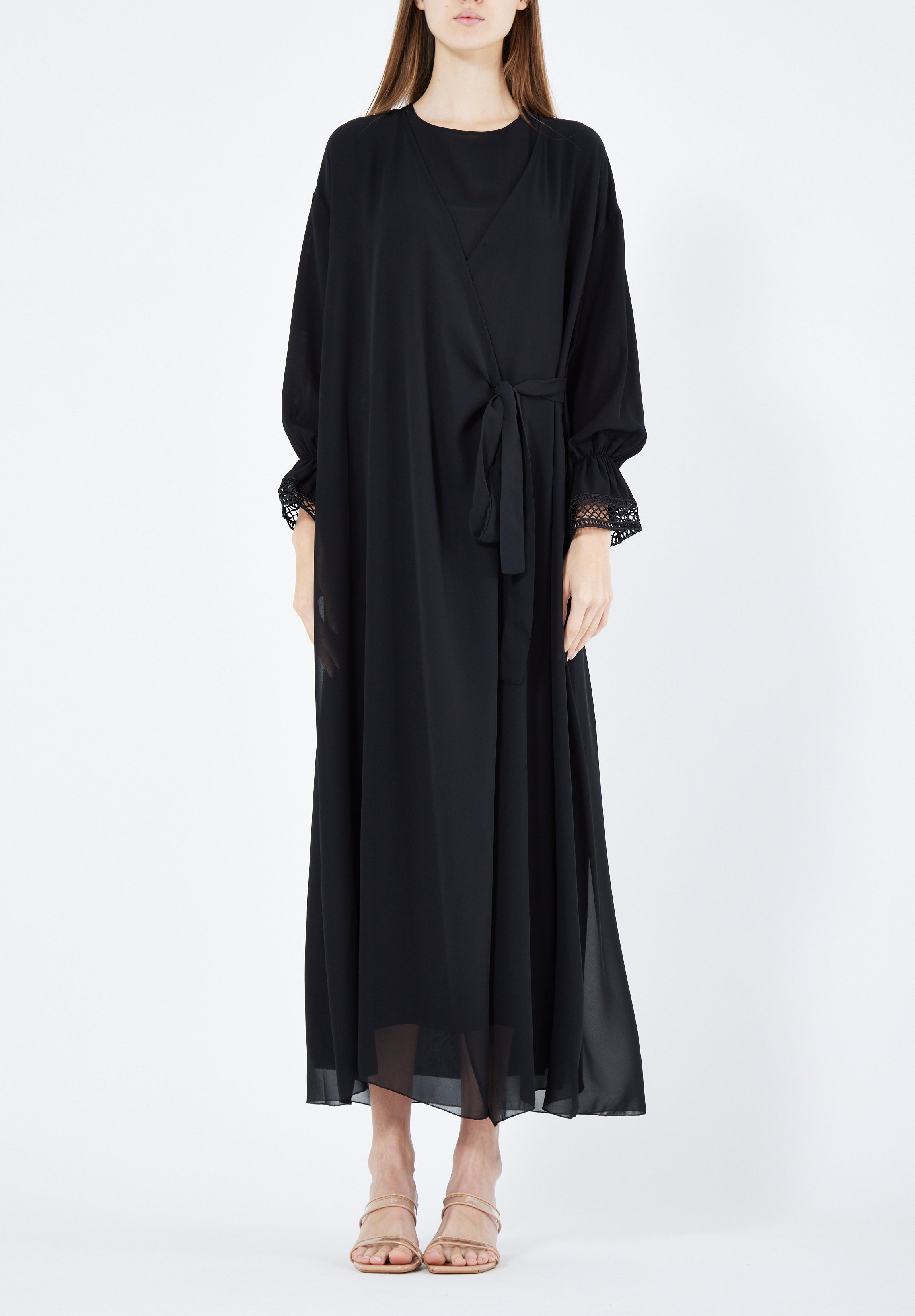 Simple And Elegant Chiffon Wrap Over Jalabiya With Round Neckline