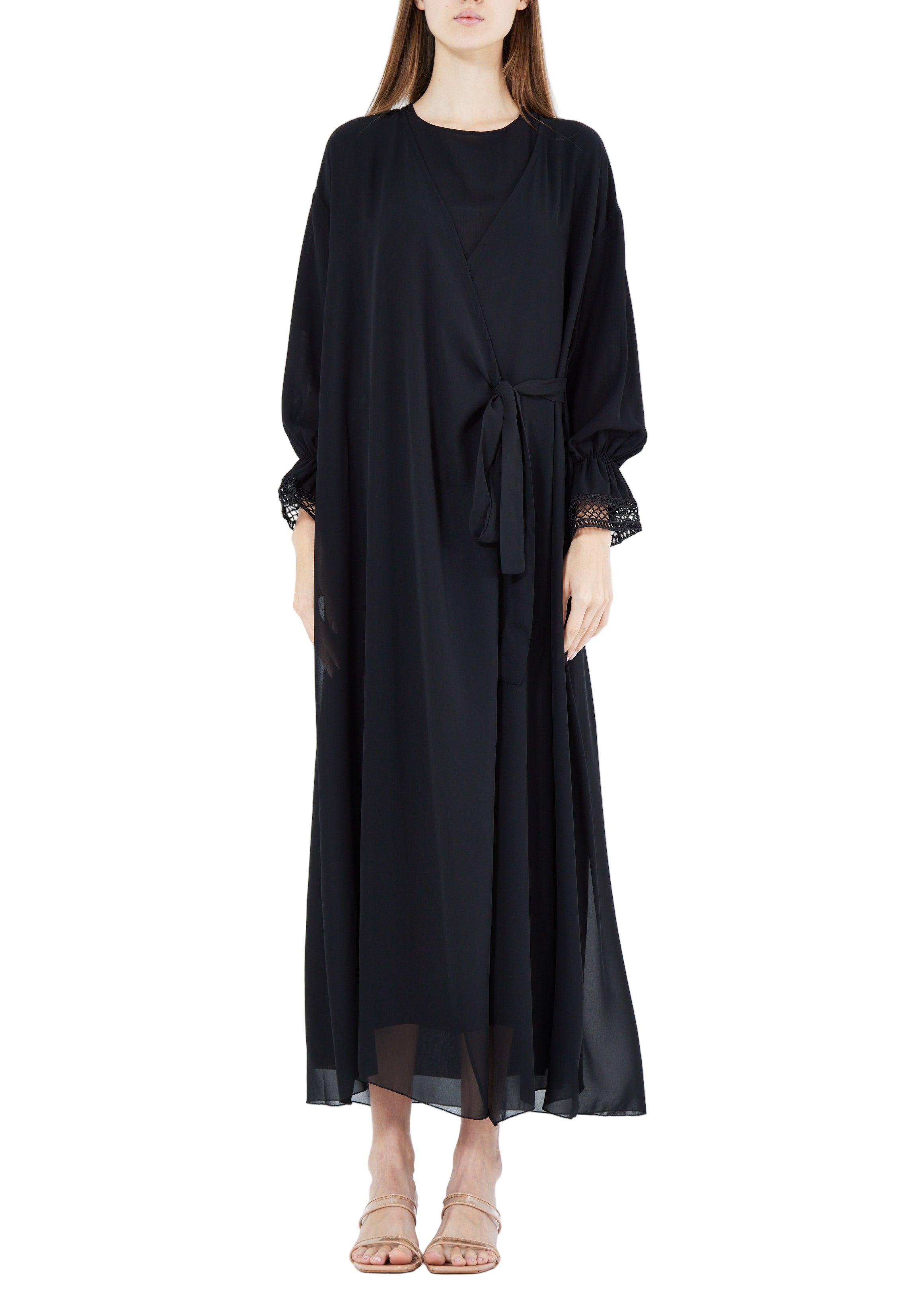 Simple And Elegant Chiffon Wrap Over Jalabiya With Round Neckline