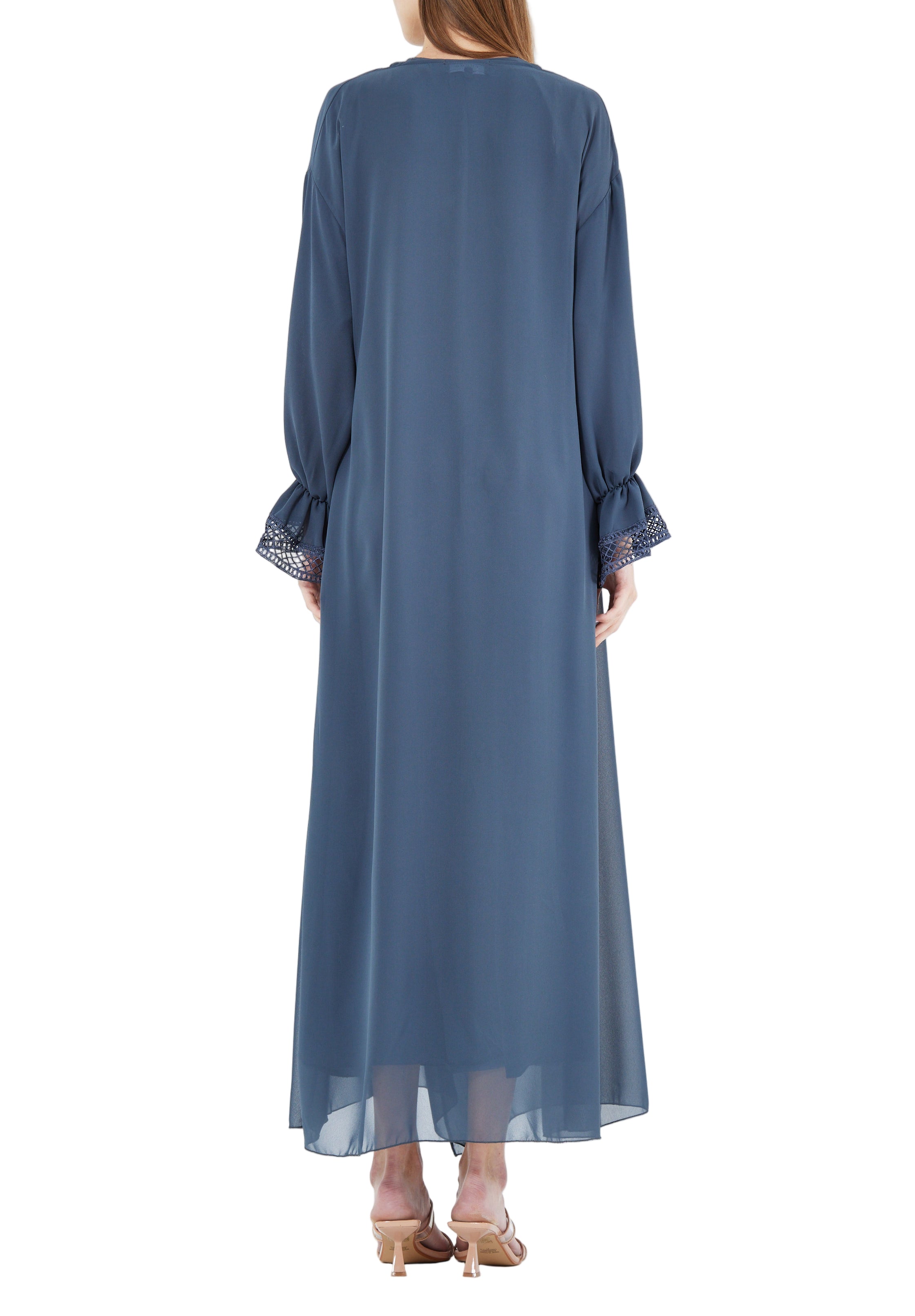 Simple And Elegant Chiffon Wrap Over Jalabiya With Round Neckline