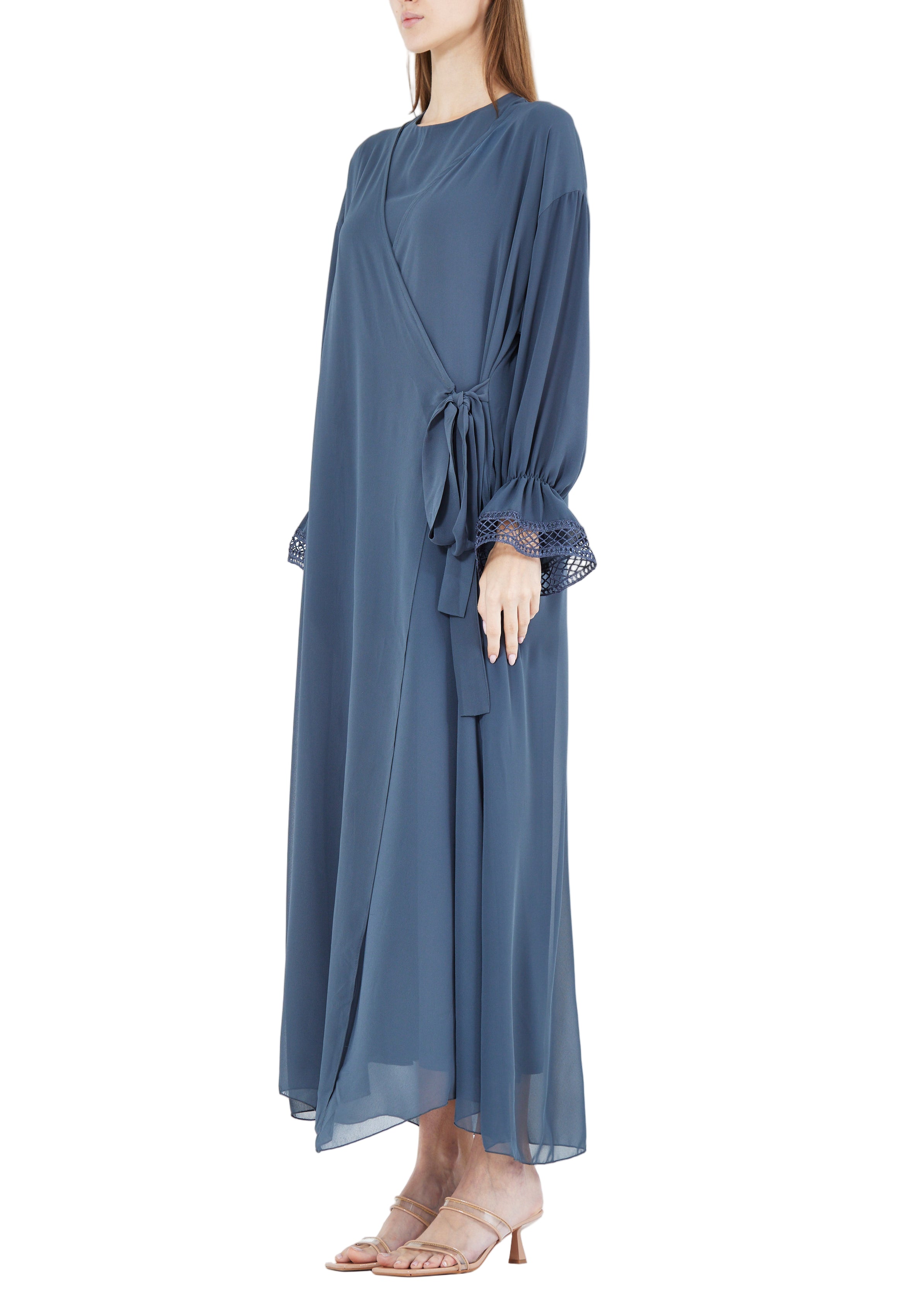 Simple And Elegant Chiffon Wrap Over Jalabiya With Round Neckline