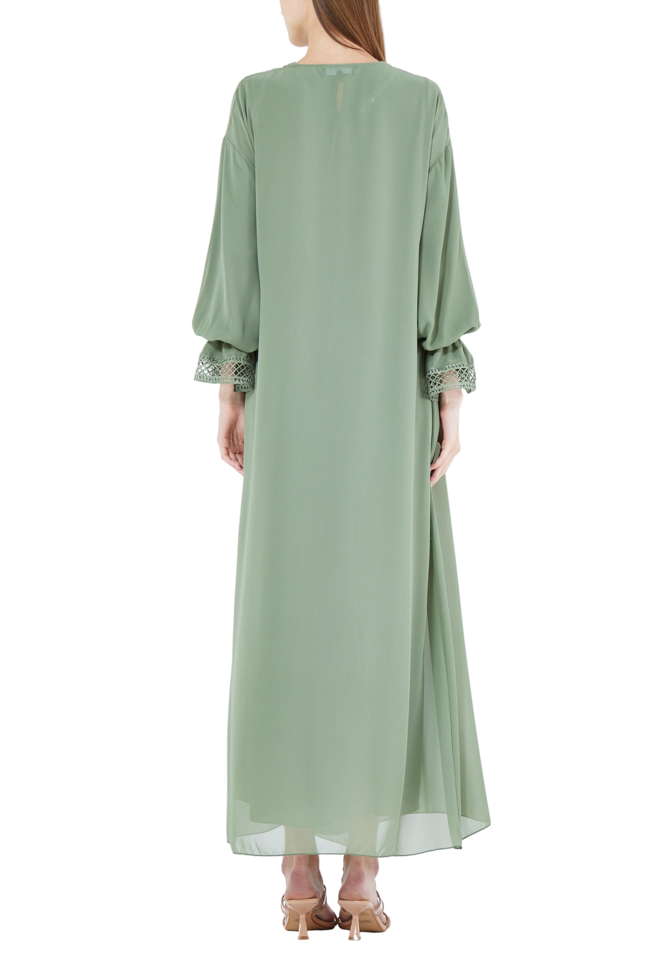 Simple And Elegant Chiffon Wrap Over Jalabiya With Round Neckline