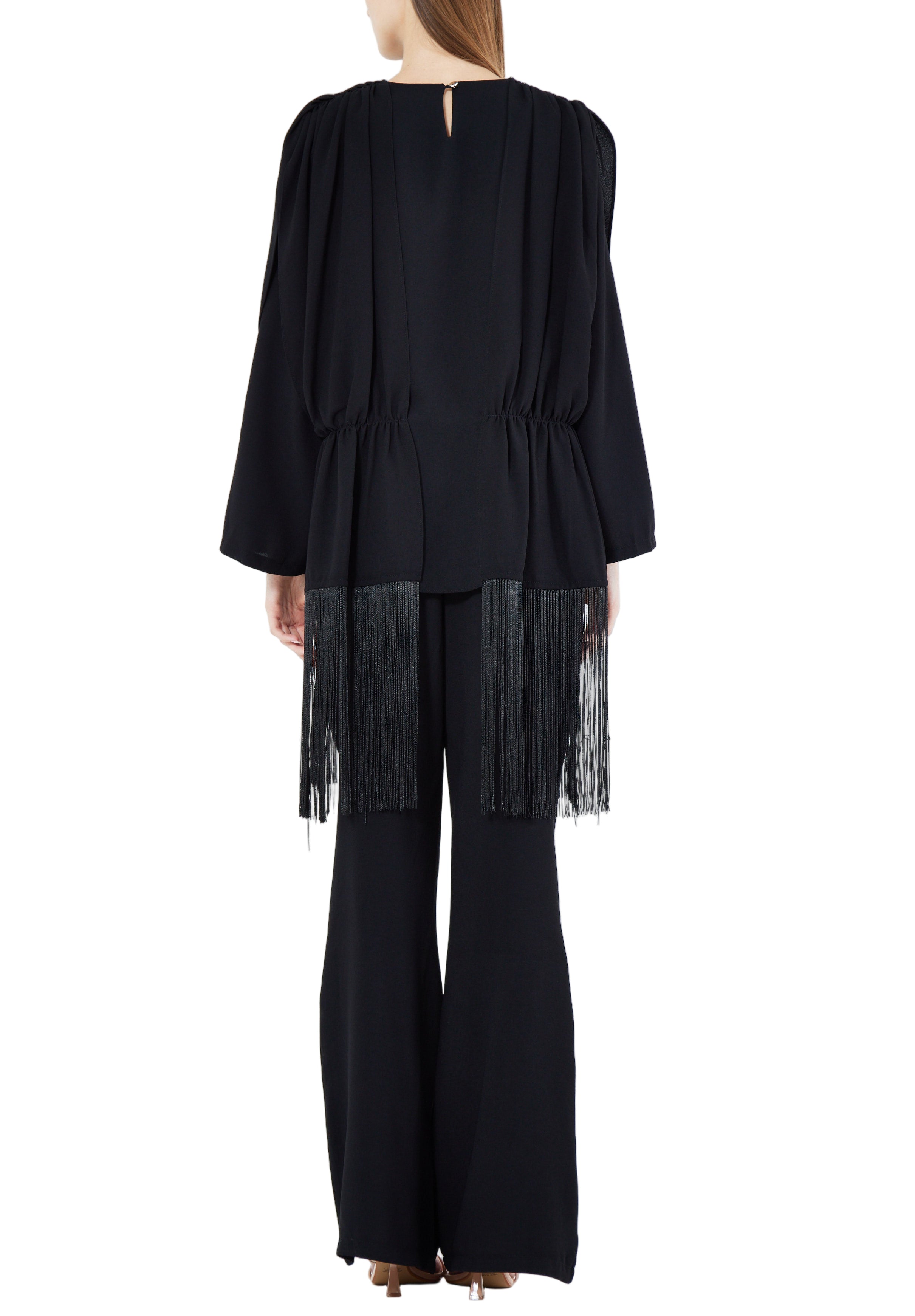 Beautiful Draped Chiffon Top With Fit And Flare Pant