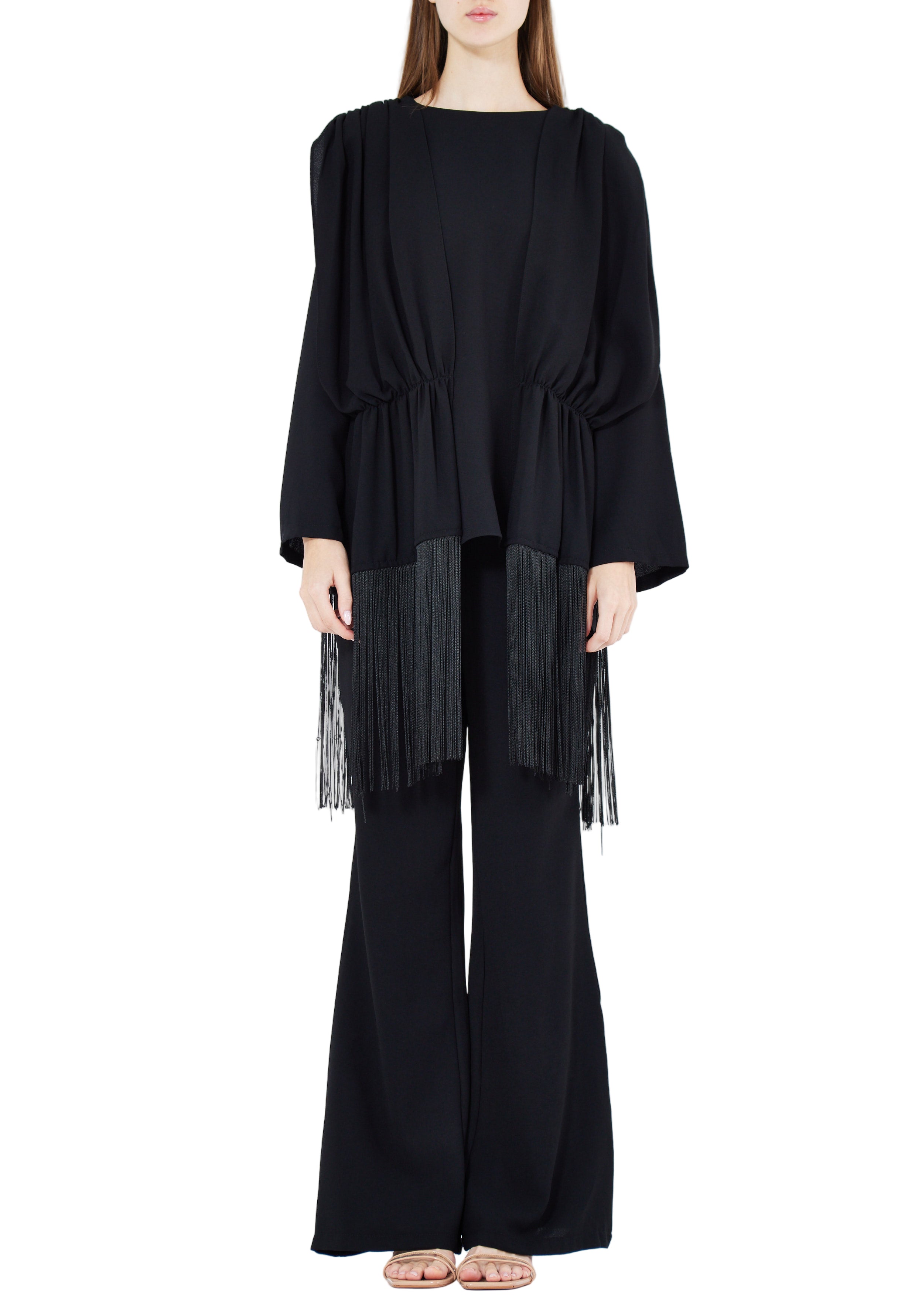 Beautiful Draped Chiffon Top With Fit And Flare Pant