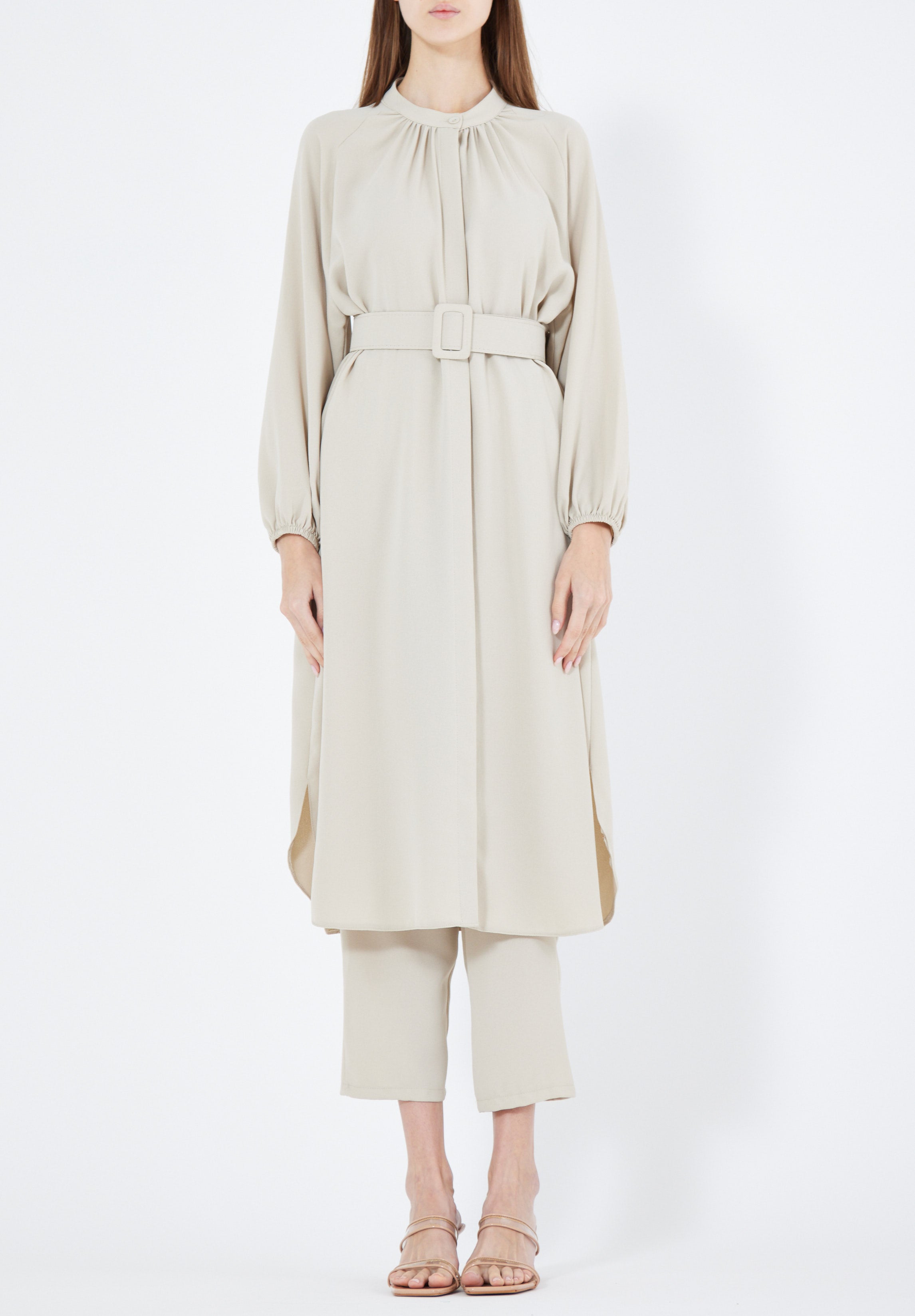 Simple And Elegant Midi Top And Ankle Length Pant With Long Sleeves