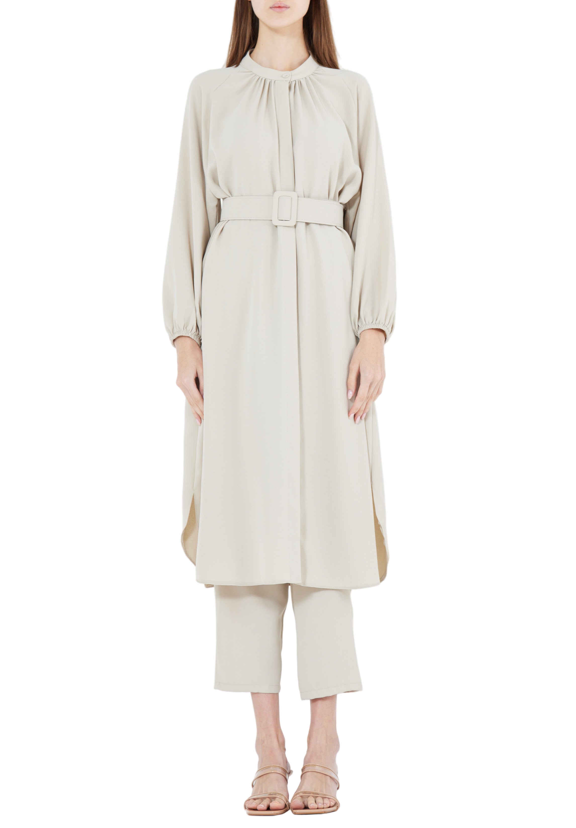 Simple And Elegant Midi Top And Ankle Length Pant With Long Sleeves