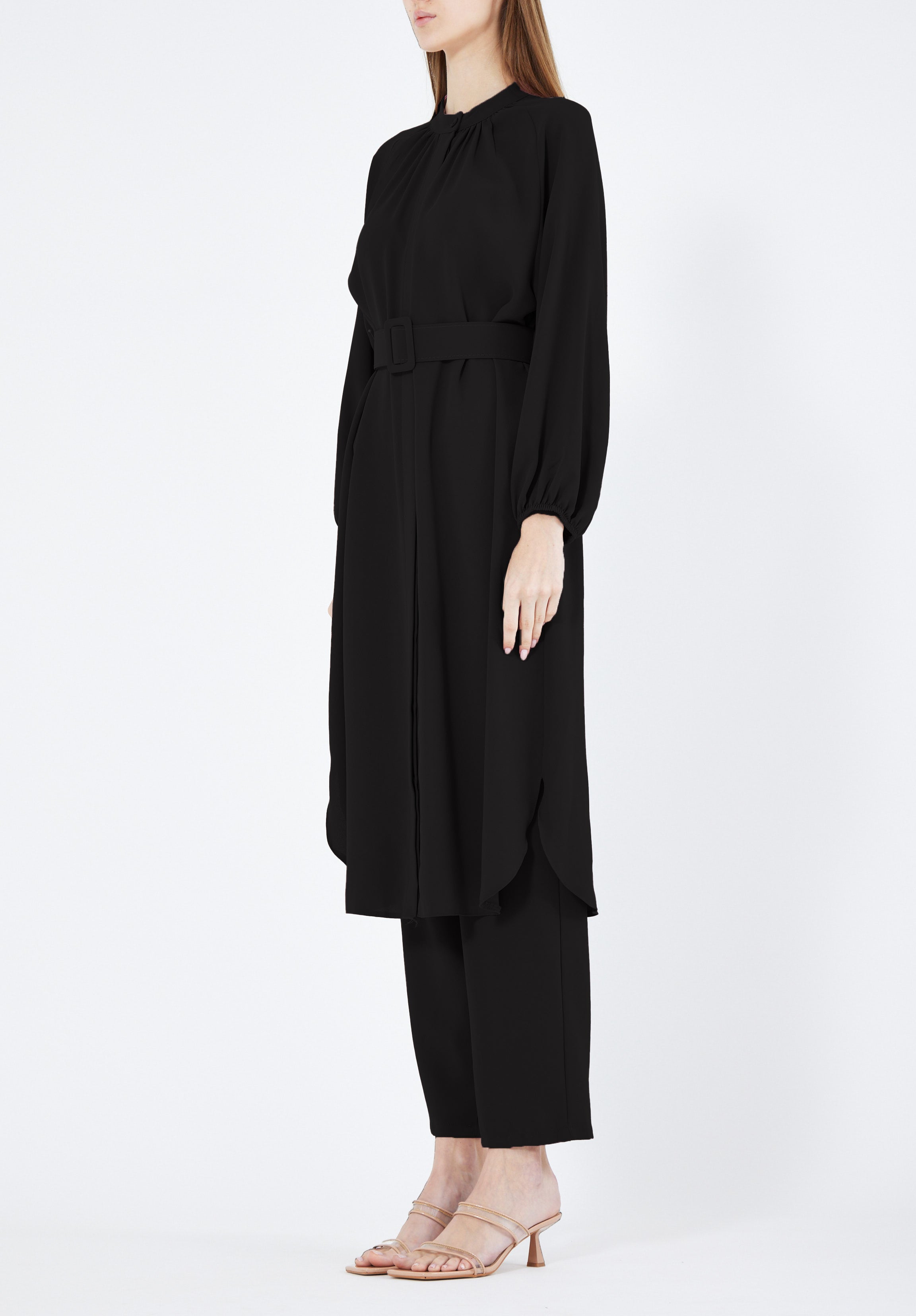 Simple And Elegant Midi Top And Ankle Length Pant With Long Sleeves