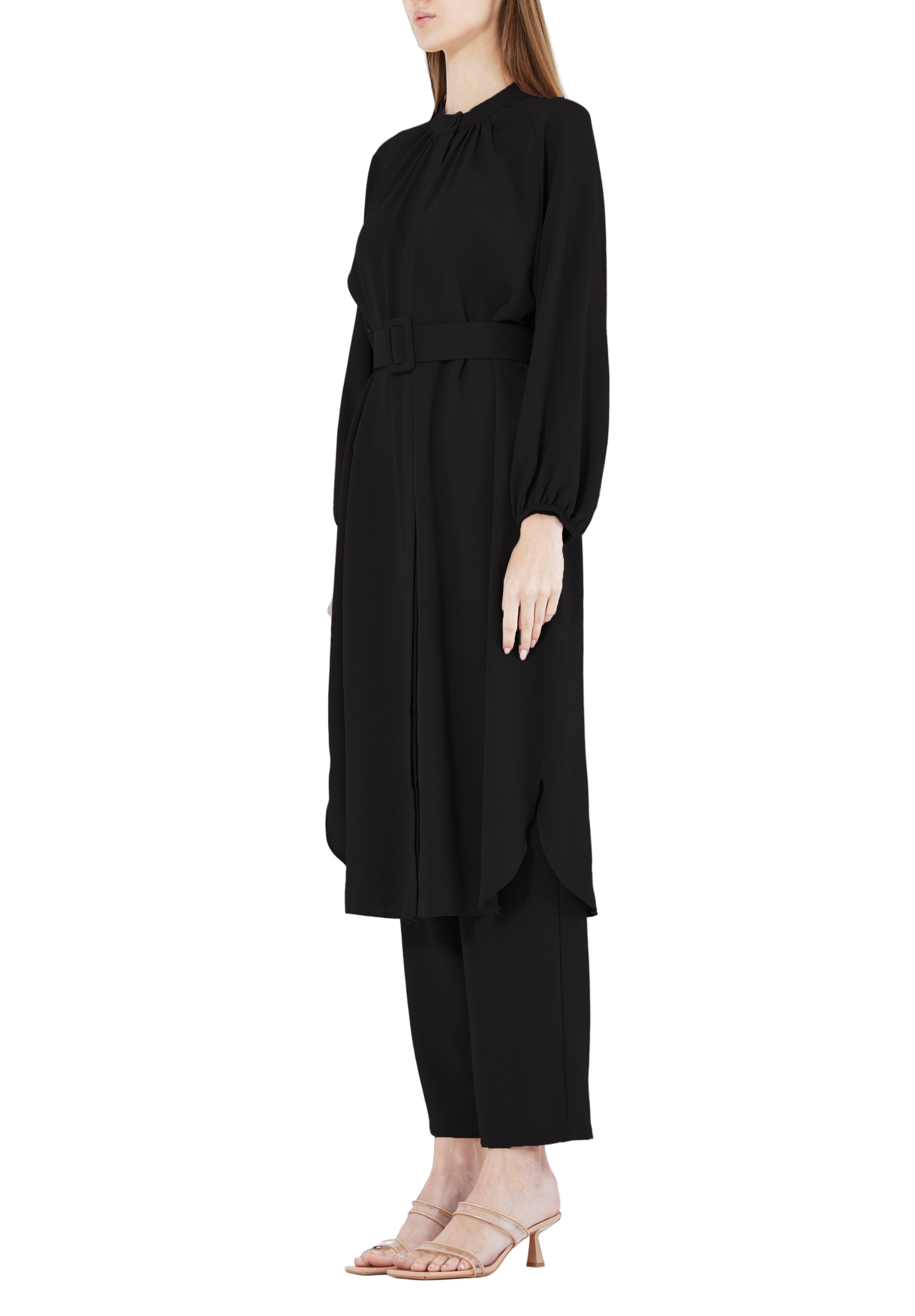 Simple And Elegant Midi Top And Ankle Length Pant With Long Sleeves