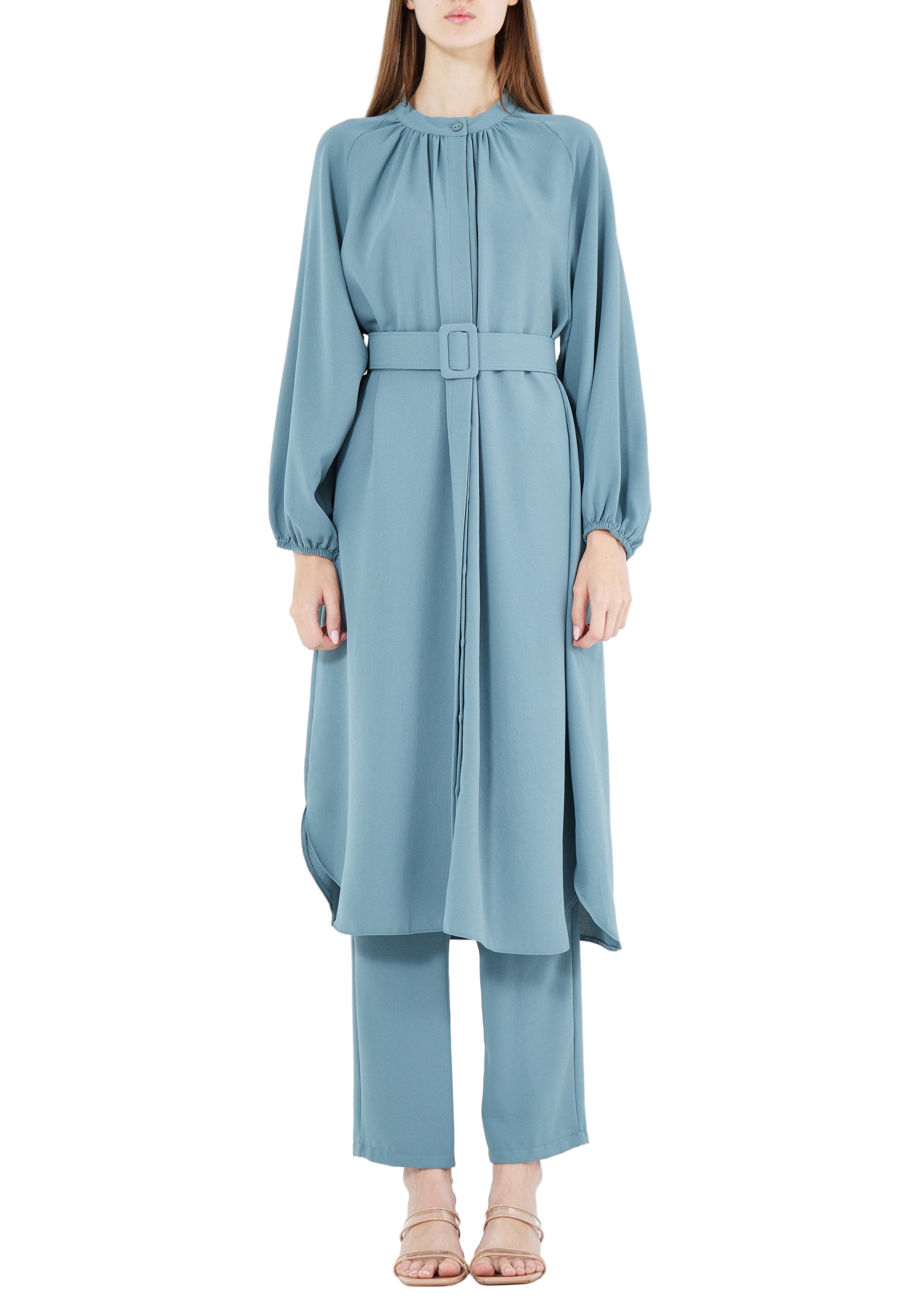 Simple And Elegant Midi Top And Ankle Length Pant With Long Sleeves