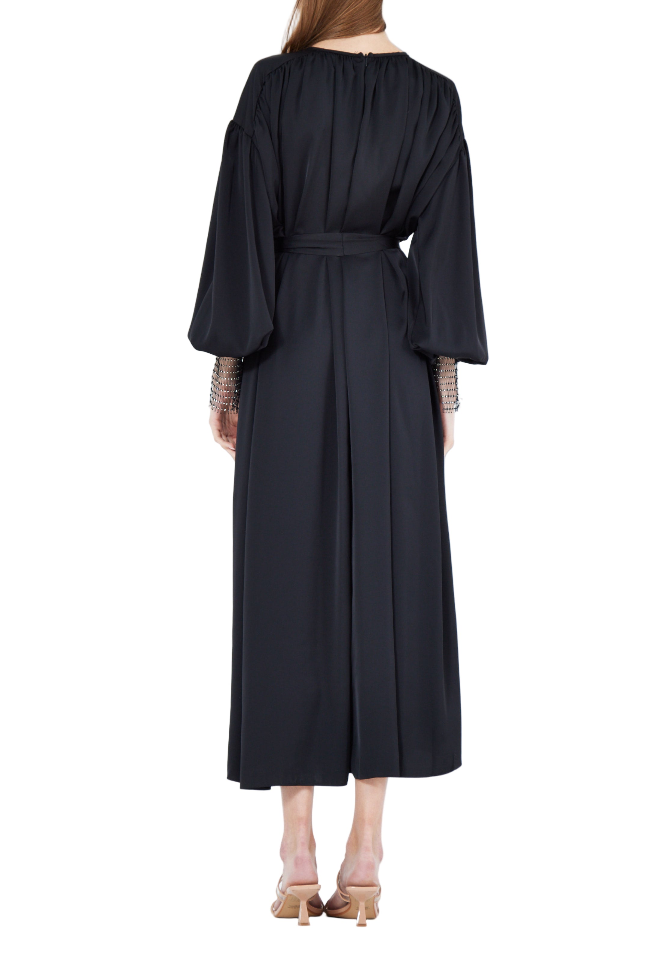 Beautiful Loose fitted Silk Jalabiya With Round Neckline With Bishop Sleeves